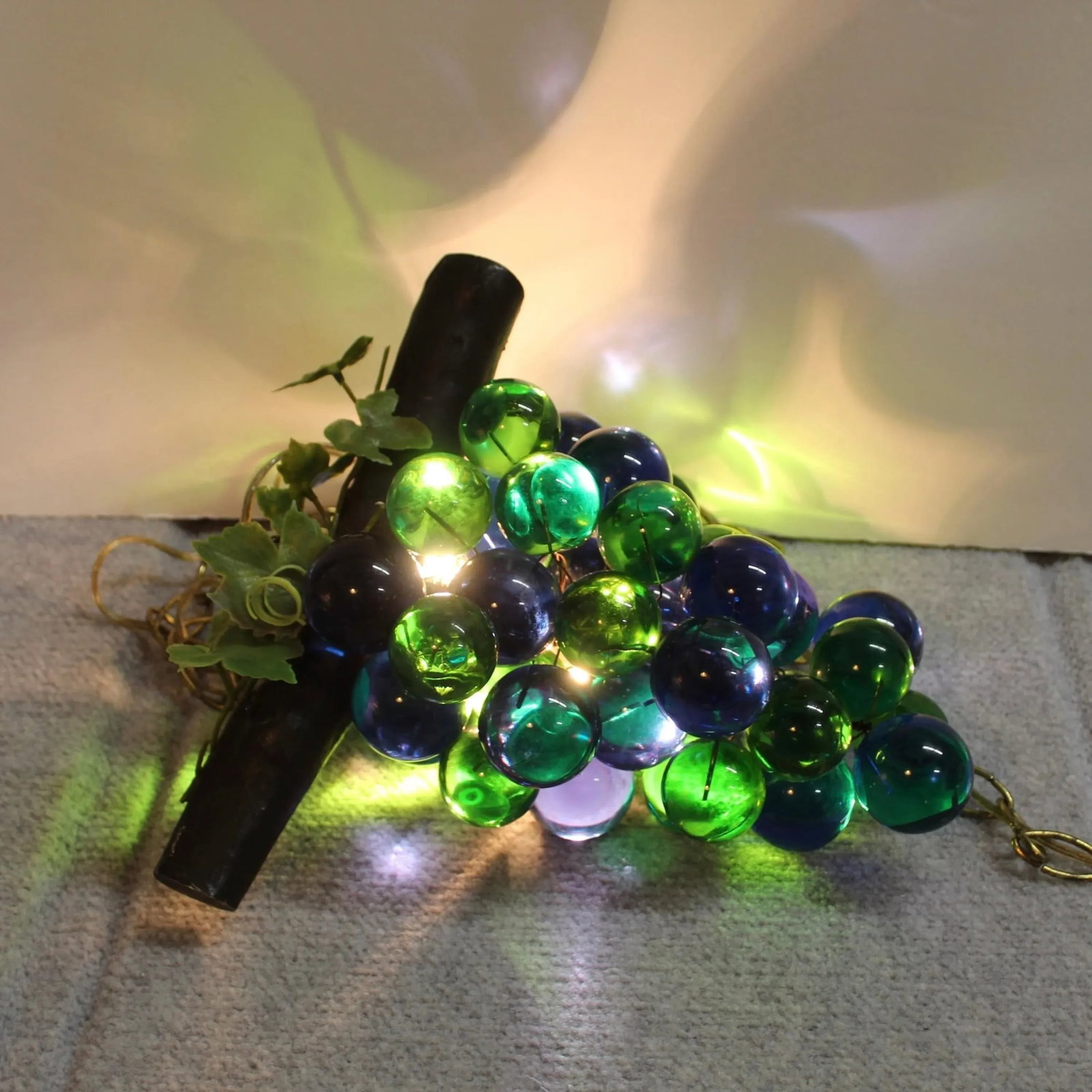 1960s Hanging Swag Lamp With Large Lucite Grapes - 5