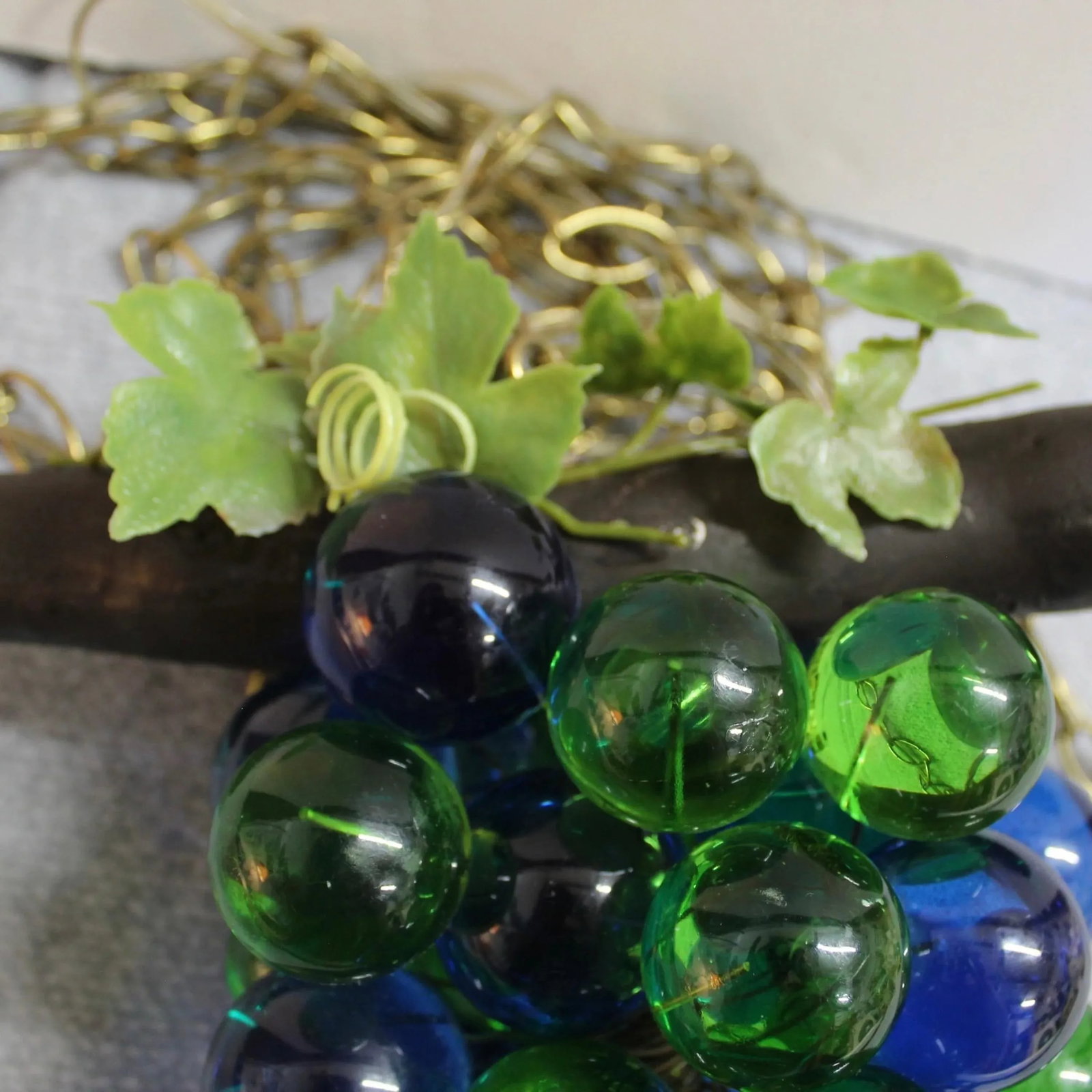 1960s Hanging Swag Lamp With Large Lucite Grapes - 6