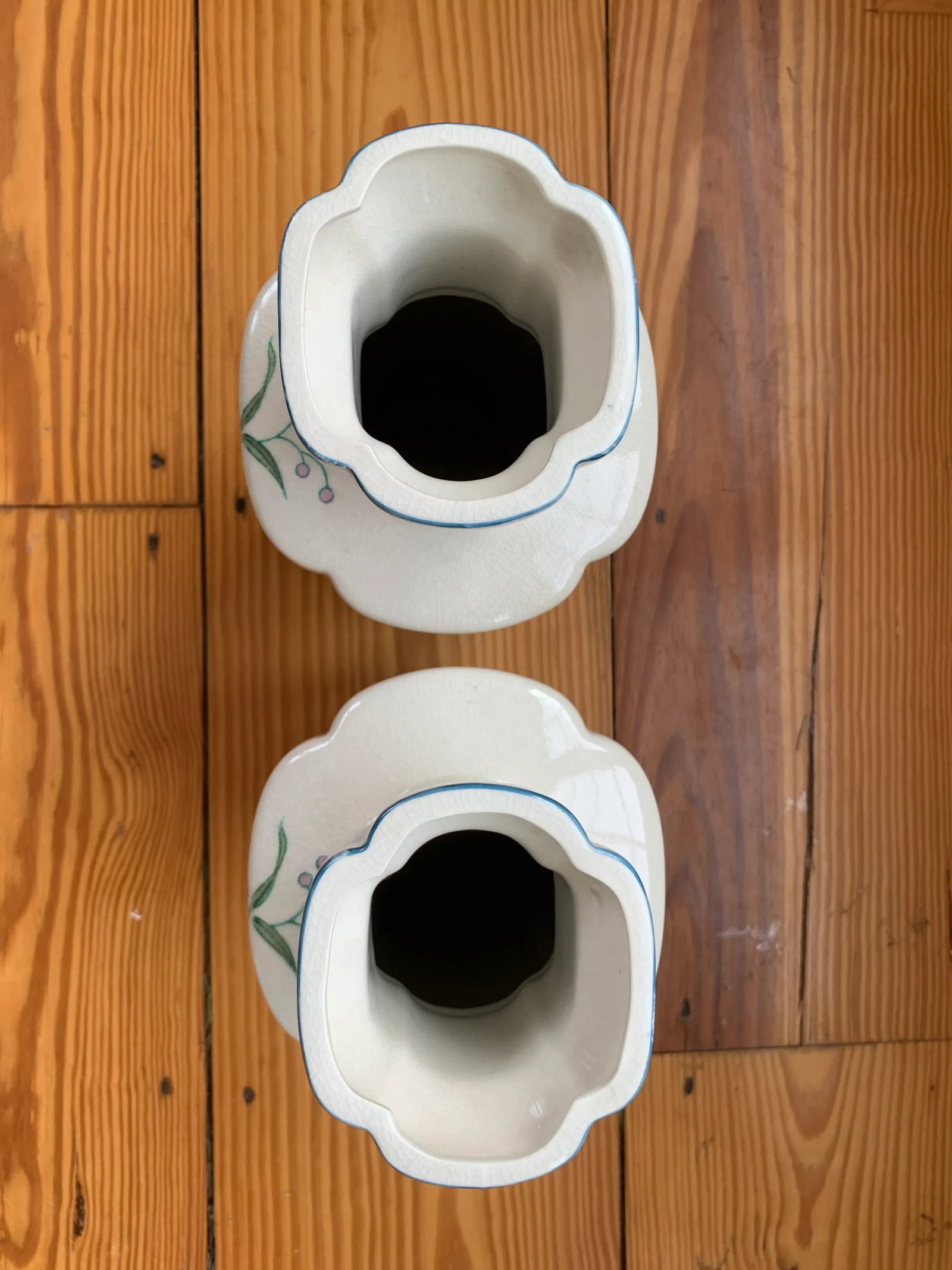 Vintage Floral Andrea by Sadek Handpainted Japanese Vases - a Pair - 4