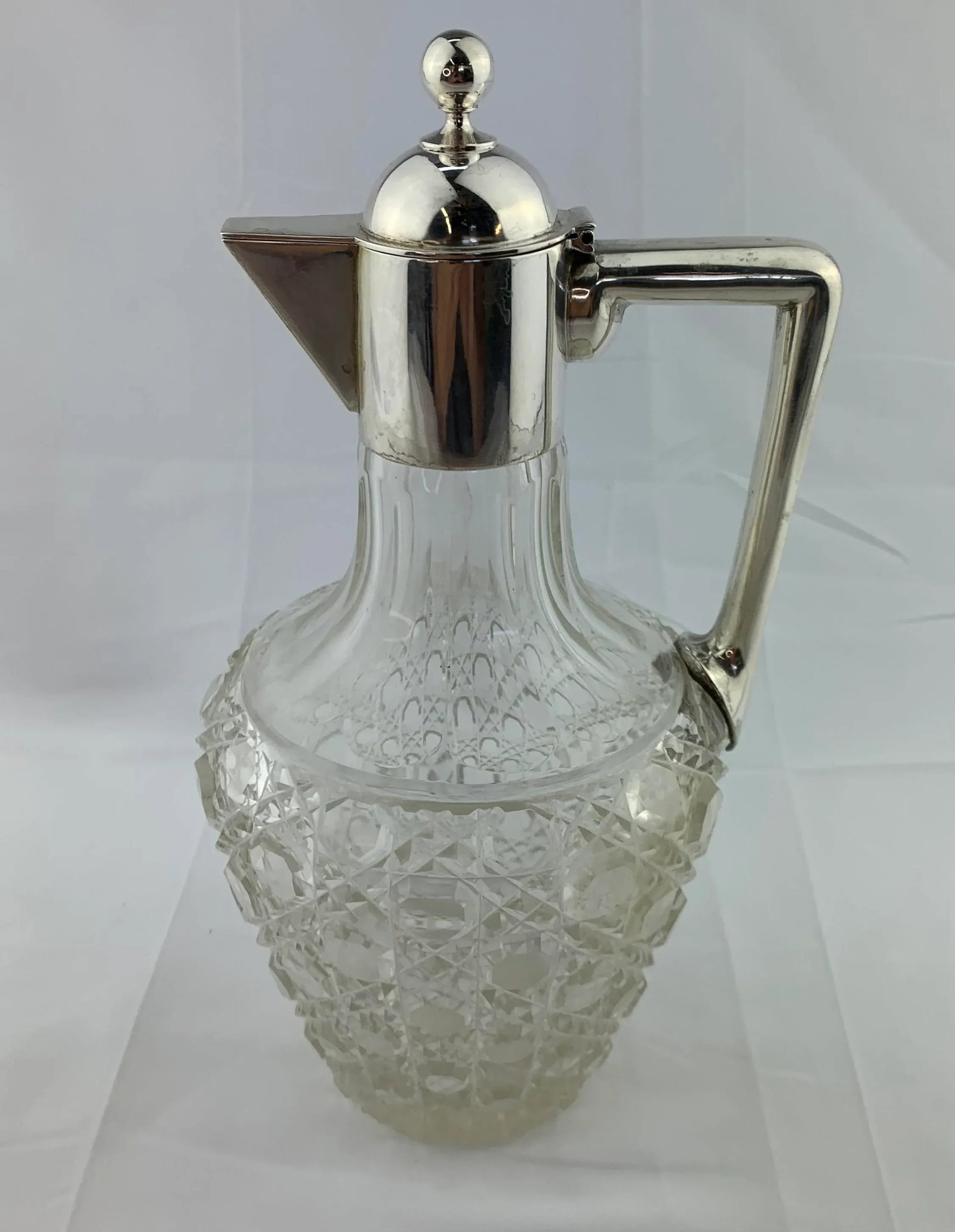 1960s Vintage Cut Crystal and Silverplate Decanter - 5