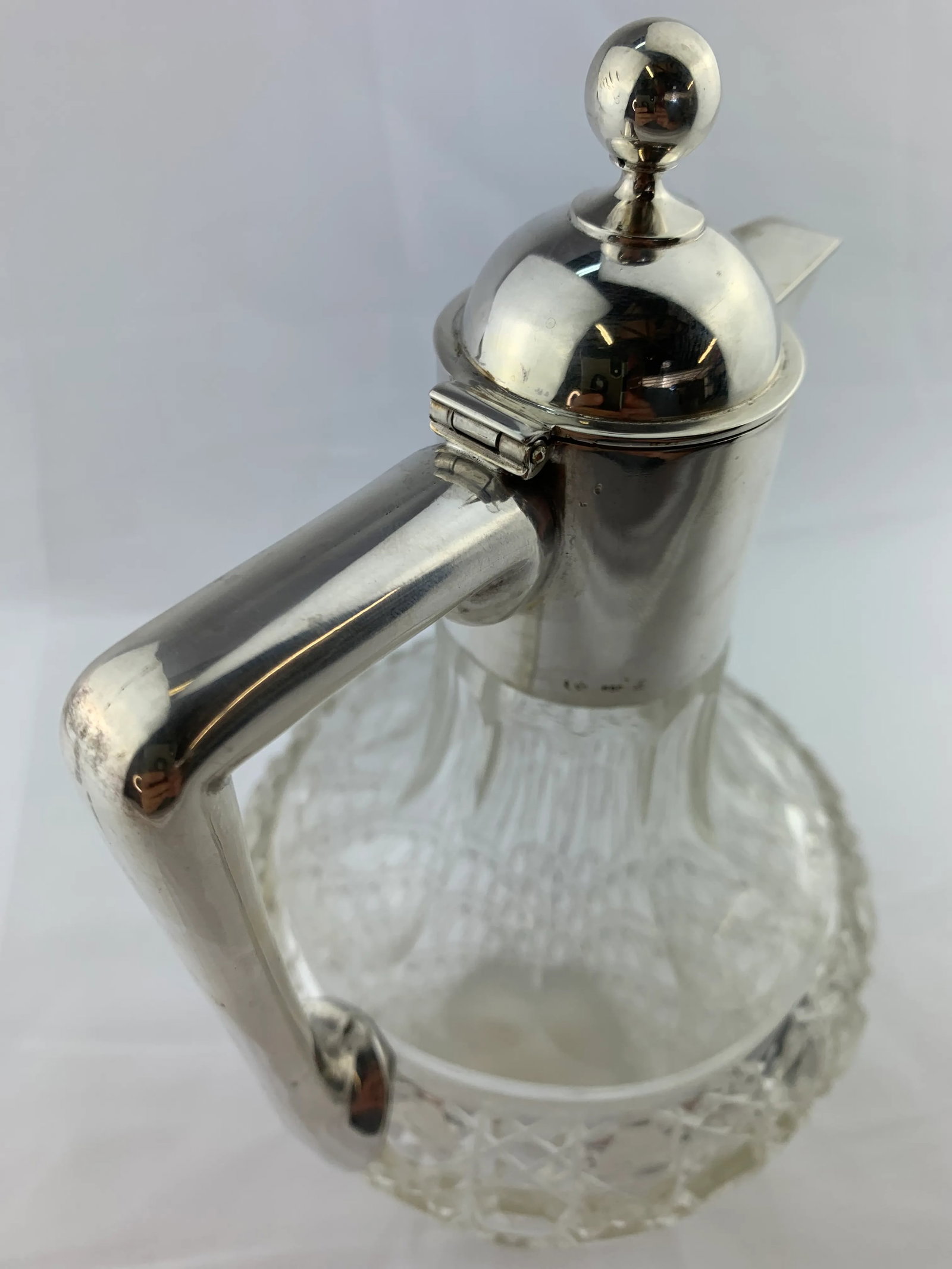 1960s Vintage Cut Crystal and Silverplate Decanter - 8