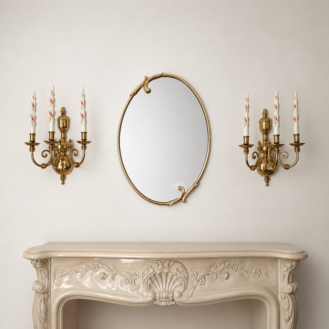 Antique Gold Gilt Wall Sconce Candelabra - a Pair - 8