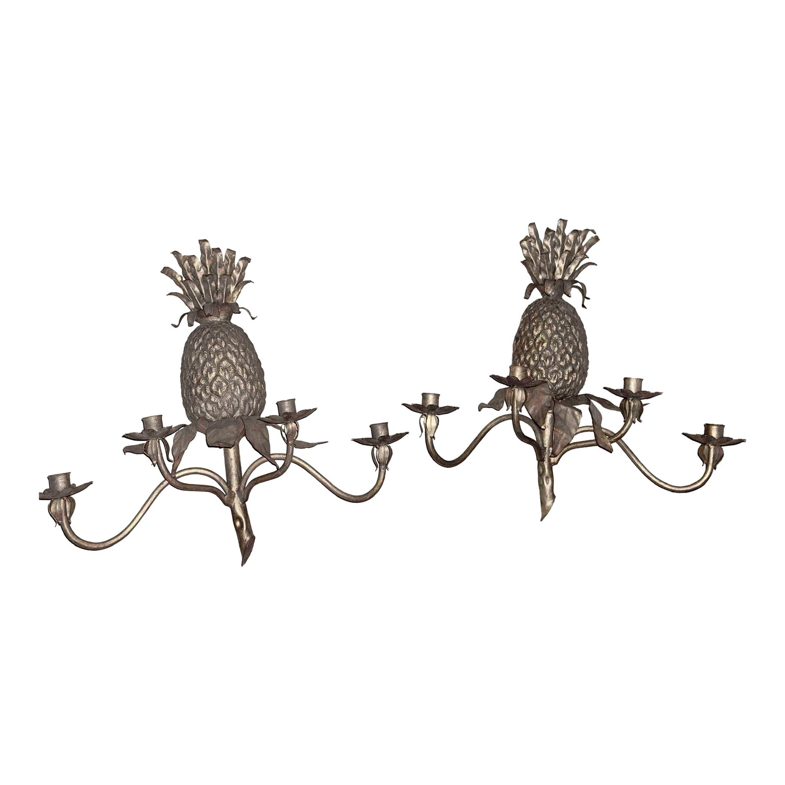Pair of Global Views Regency Gold Gilt 4 Light Pineapple Sconces (1 of 7)