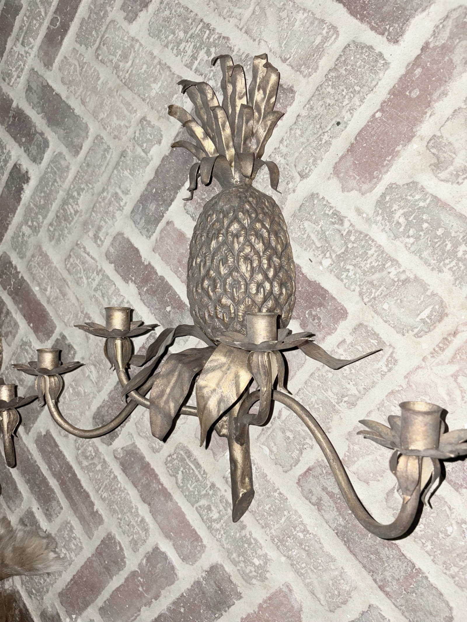Pair of Global Views Regency Gold Gilt 4 Light Pineapple Sconces - 5