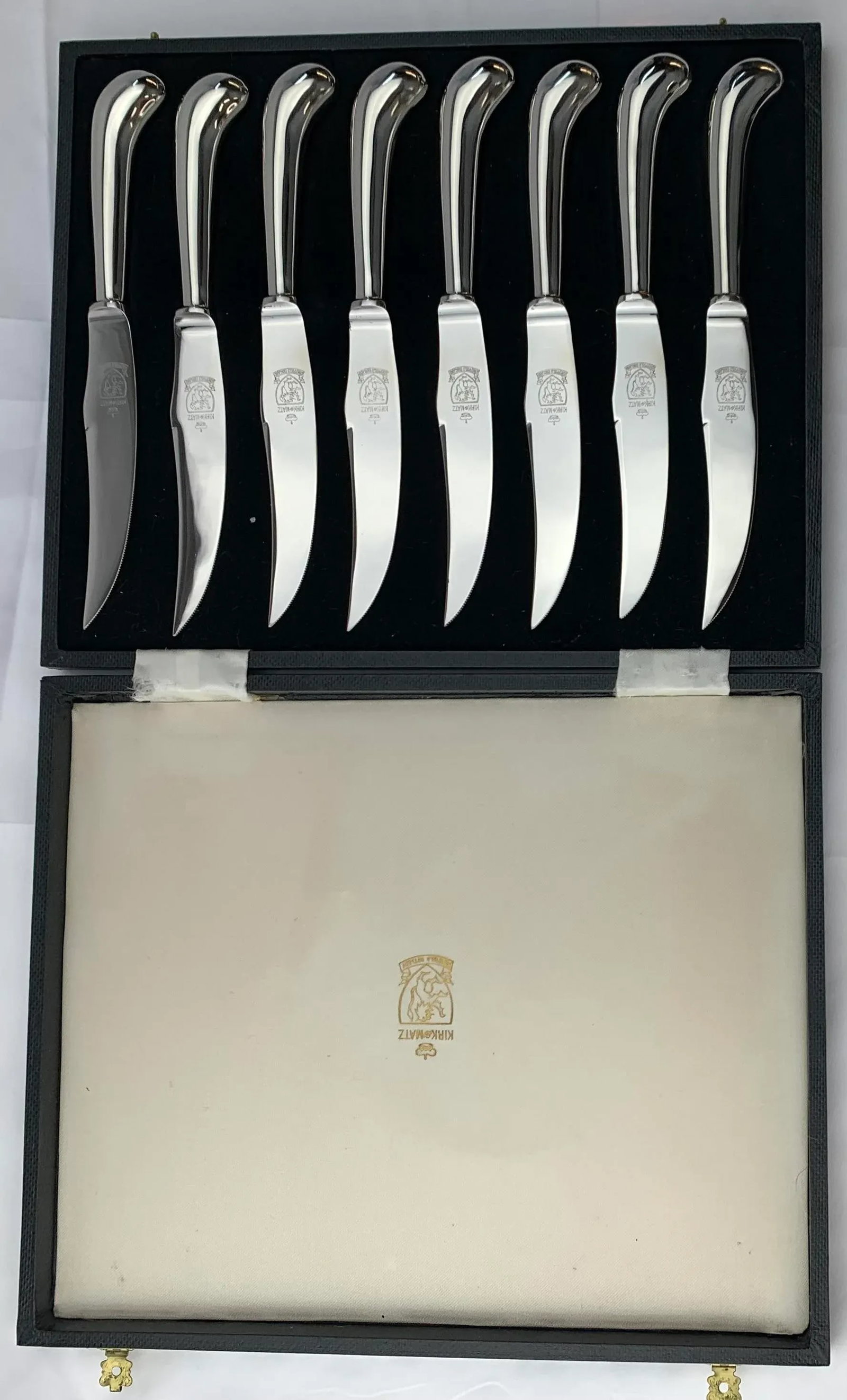 Vintage Kirk & Matz Silverplate Dinner Knife Boxed Set of 8 - 3