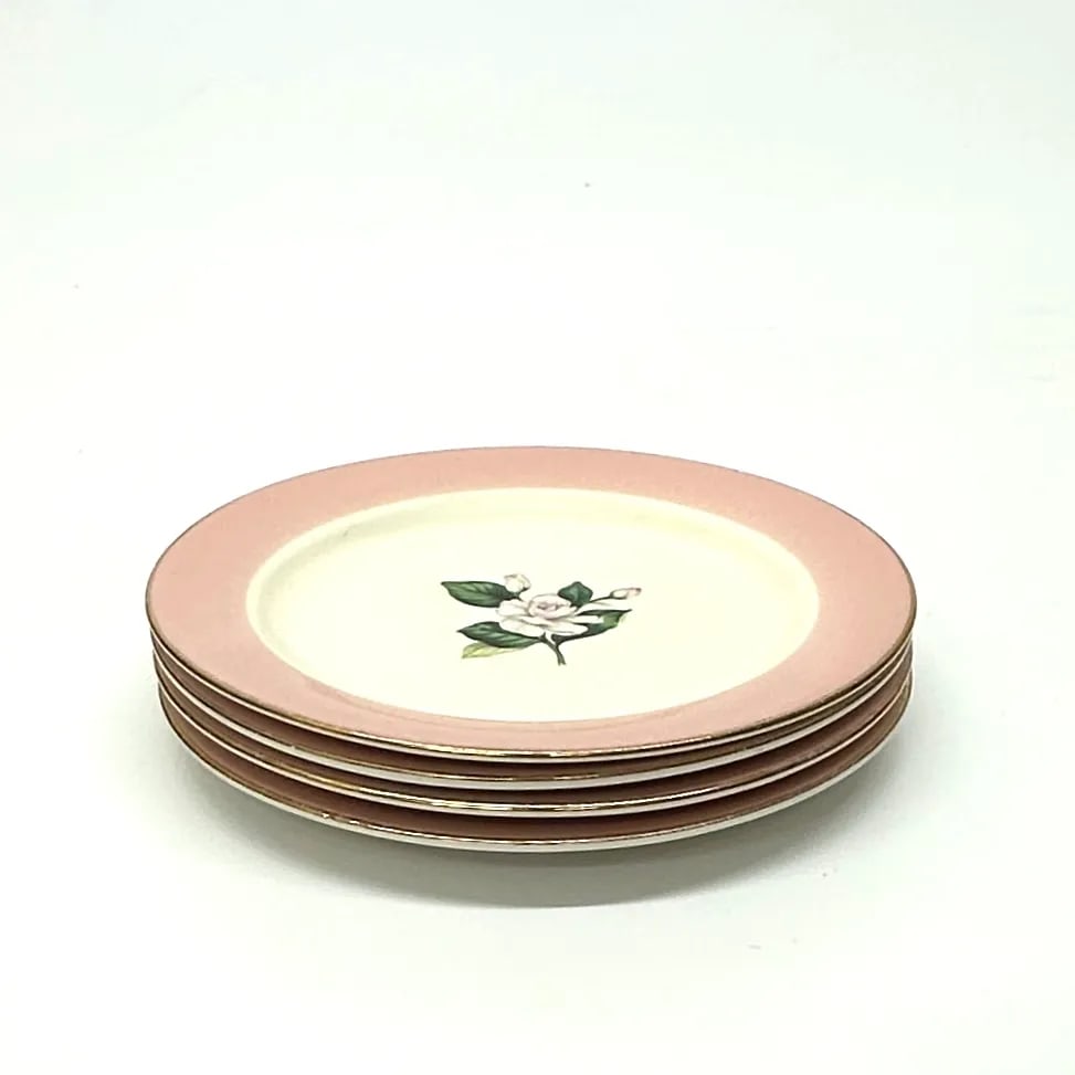 Forest Green & Blush Pink Vintage Floral Wall Plate Curation - Group of 9 - 4
