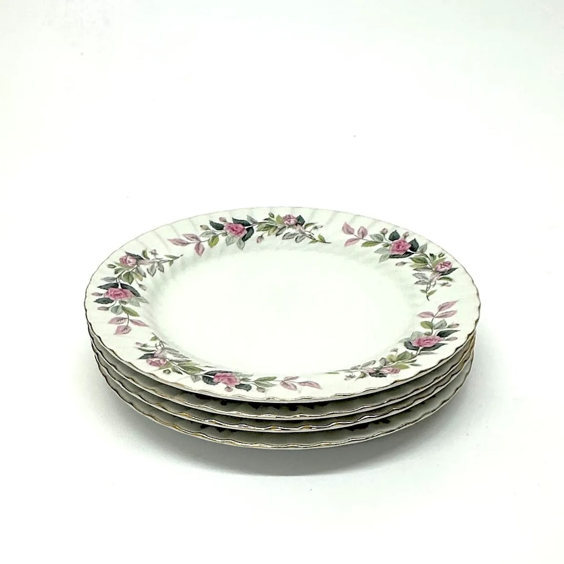 Forest Green & Blush Pink Vintage Floral Wall Plate Curation - Group of 9 - 5