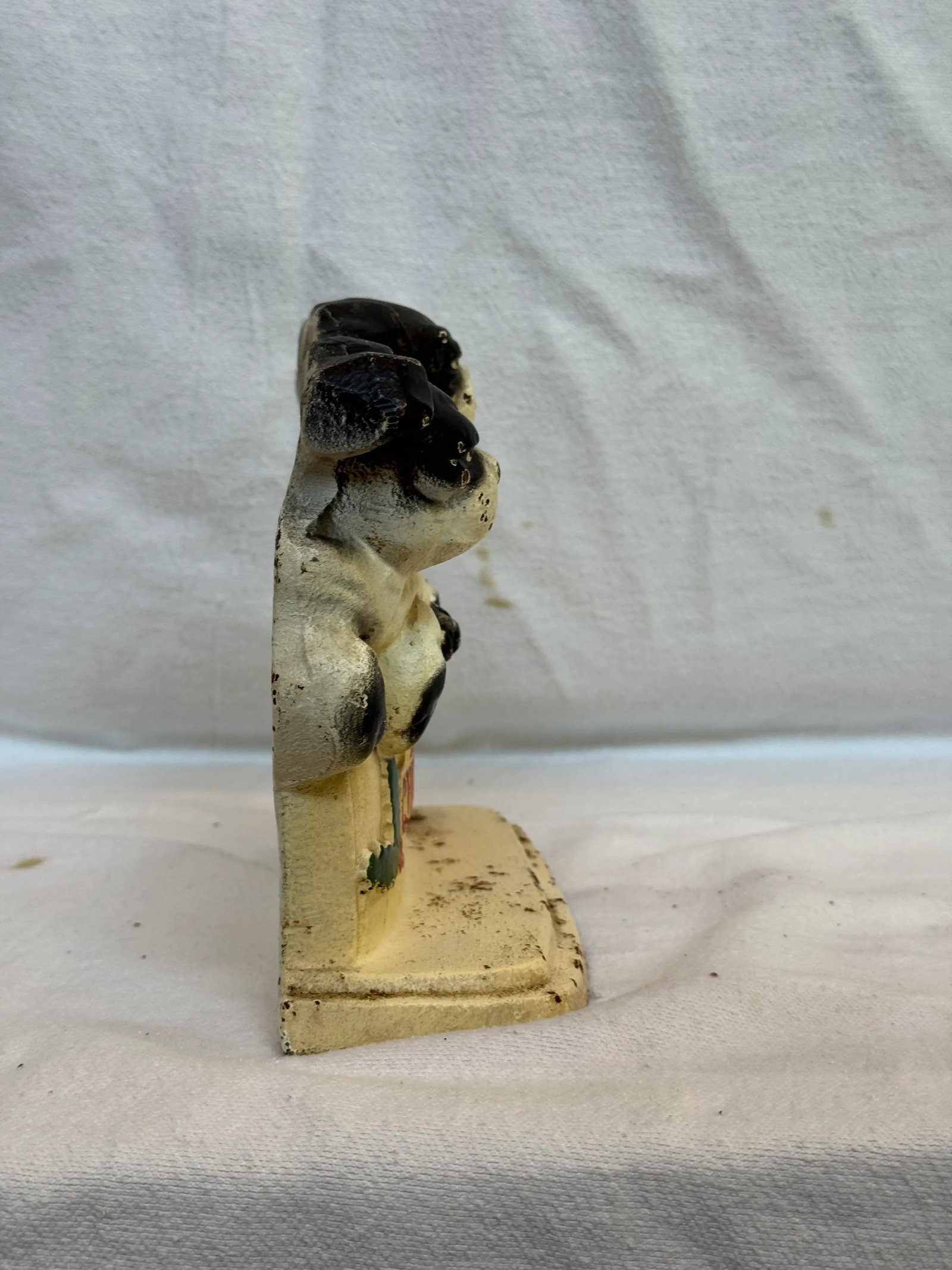 Cast Iron Vintage Merry Christmas Three Dog Bullies Door Stop - 12