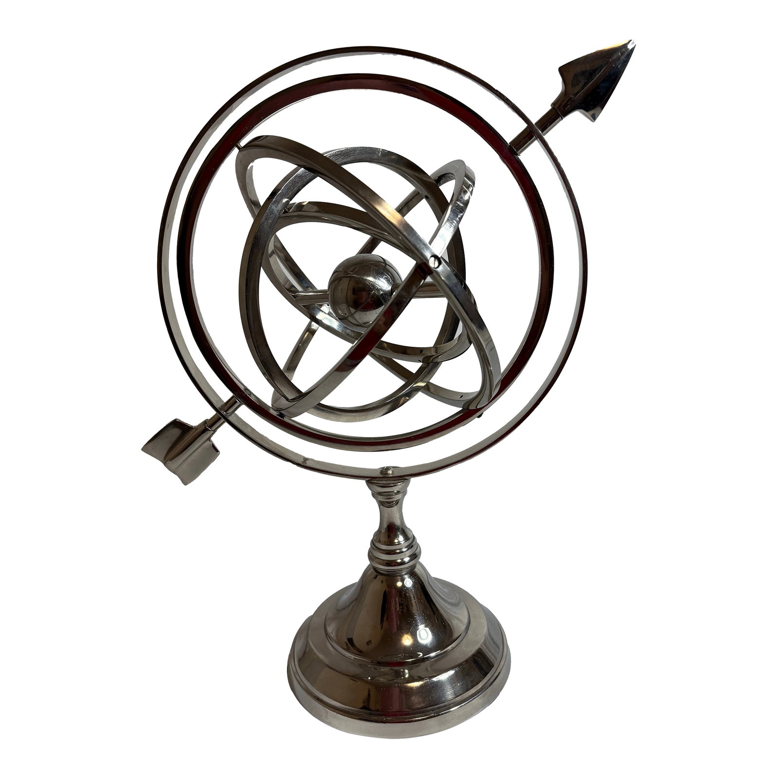 Mid=Century Rotating Nicol Armillary With Arrow and Small Center Globe: I have always been fascinated with Armillary The first one I ever saw other than in a movie was in my uncles study. I was so fascinated by it that he would let me hold it if he were in the room.