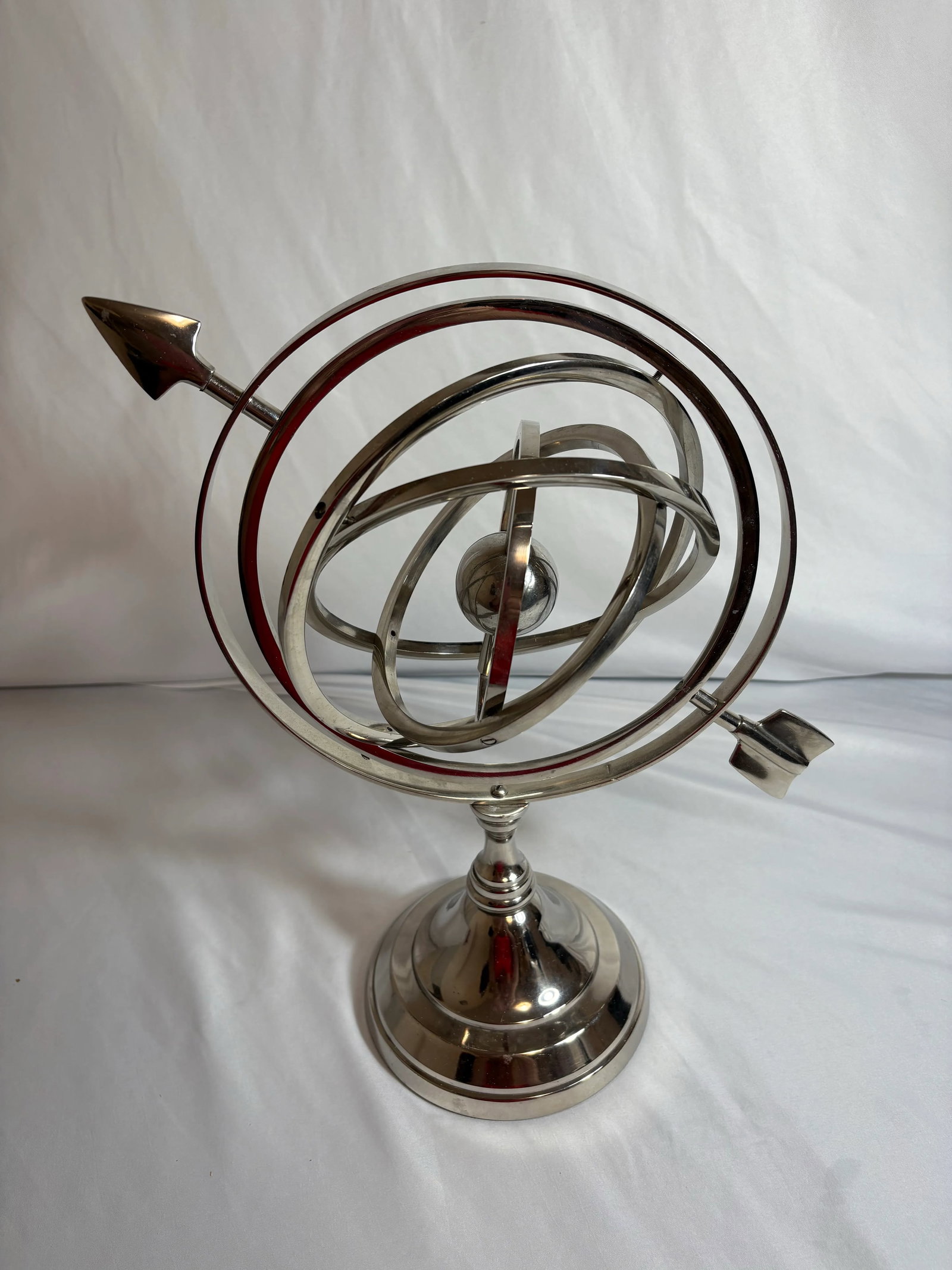 Mid=Century Rotating Nicol Armillary With Arrow and Small Center Globe - 3