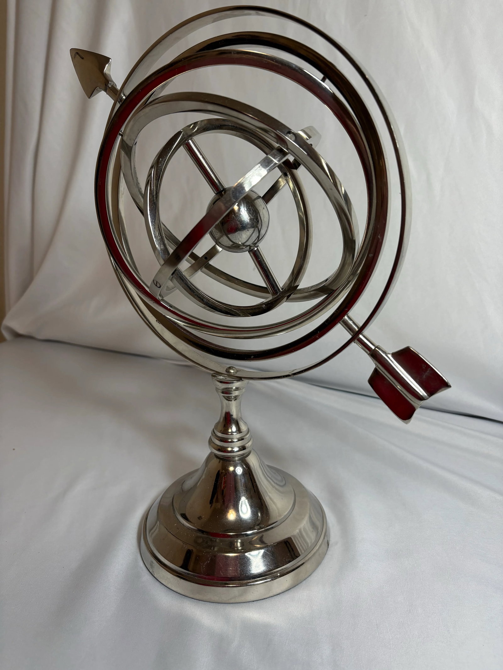 Mid=Century Rotating Nicol Armillary With Arrow and Small Center Globe - 4