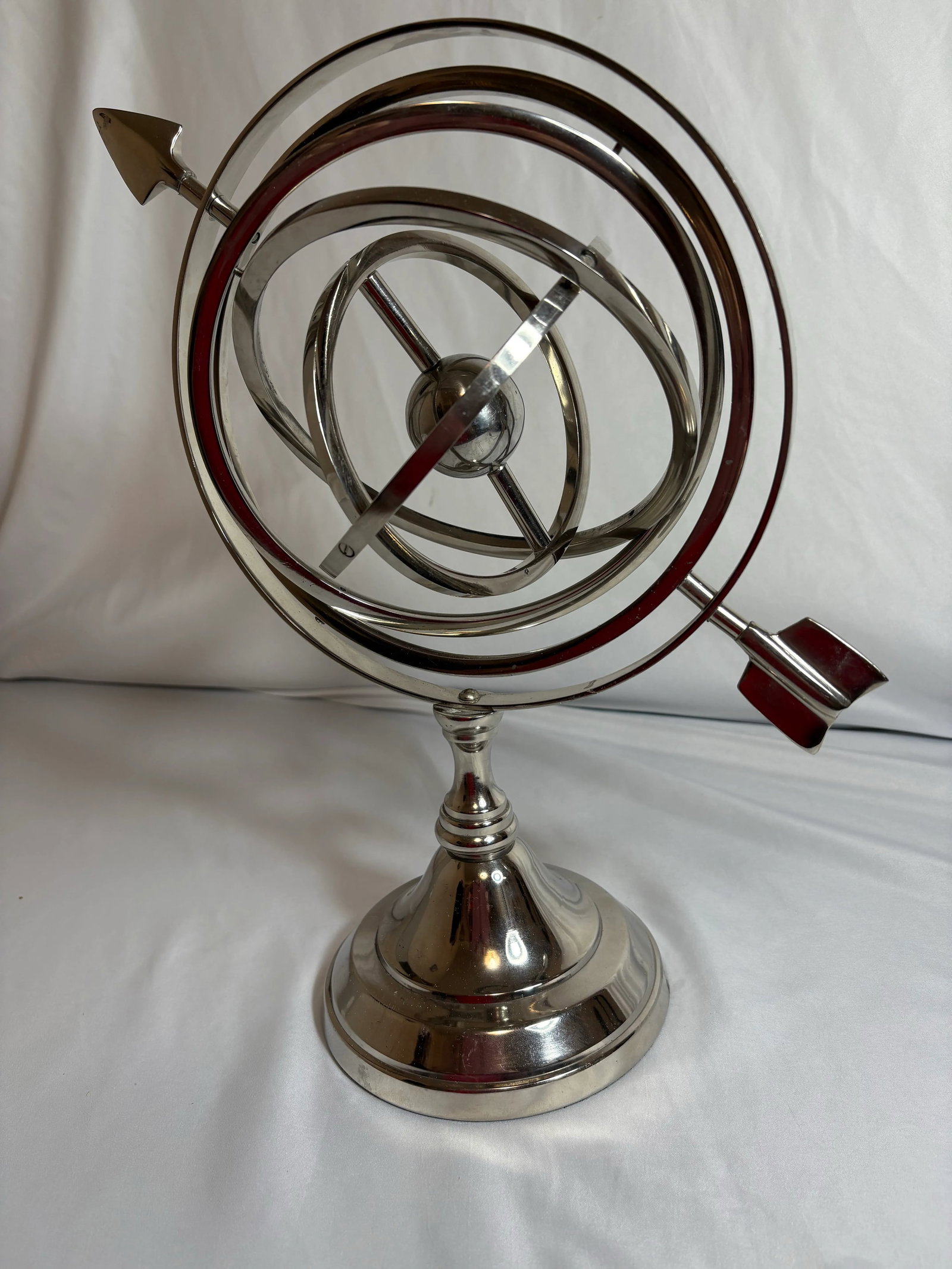 Mid=Century Rotating Nicol Armillary With Arrow and Small Center Globe - 5