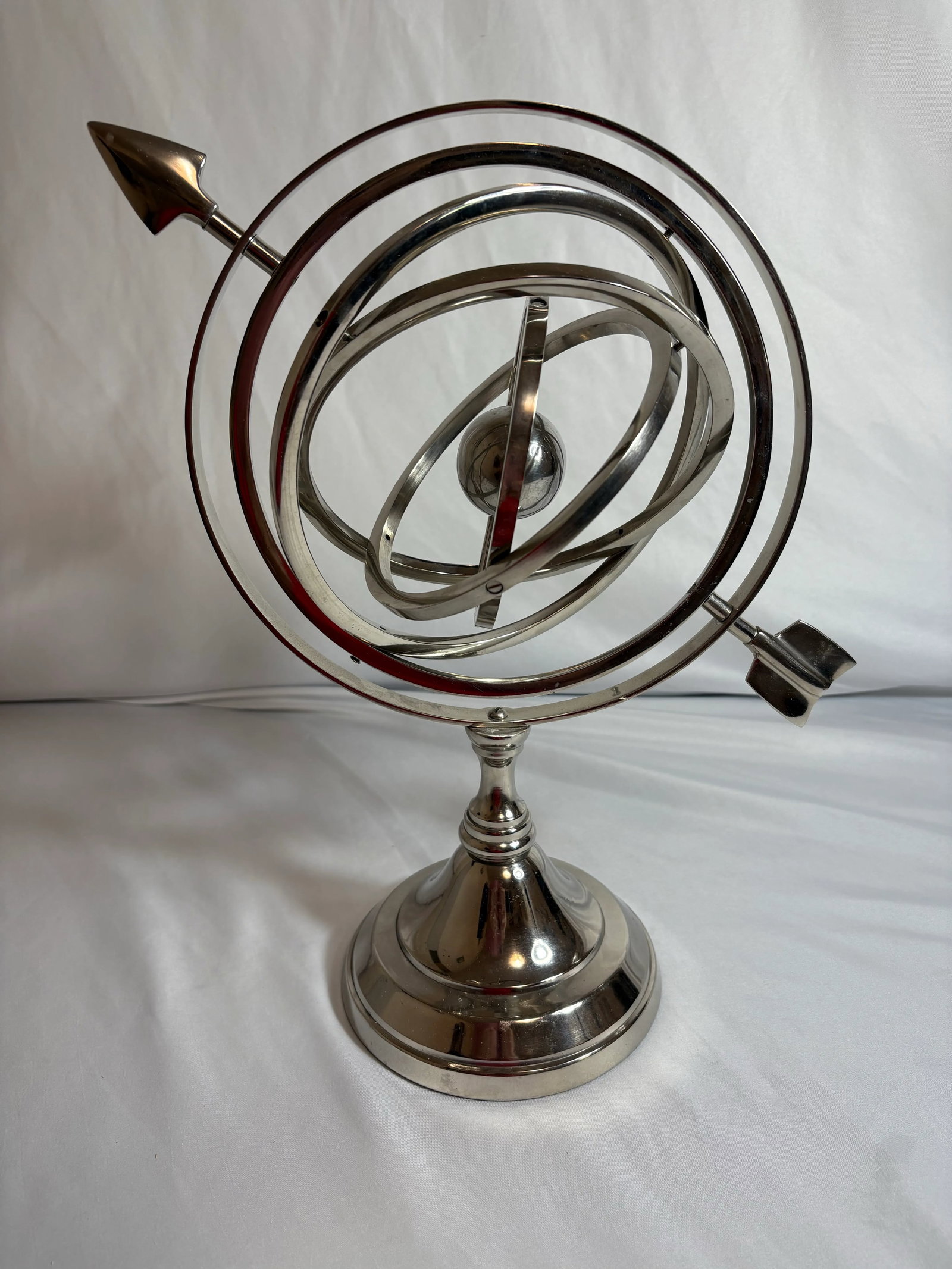 Mid=Century Rotating Nicol Armillary With Arrow and Small Center Globe - 6