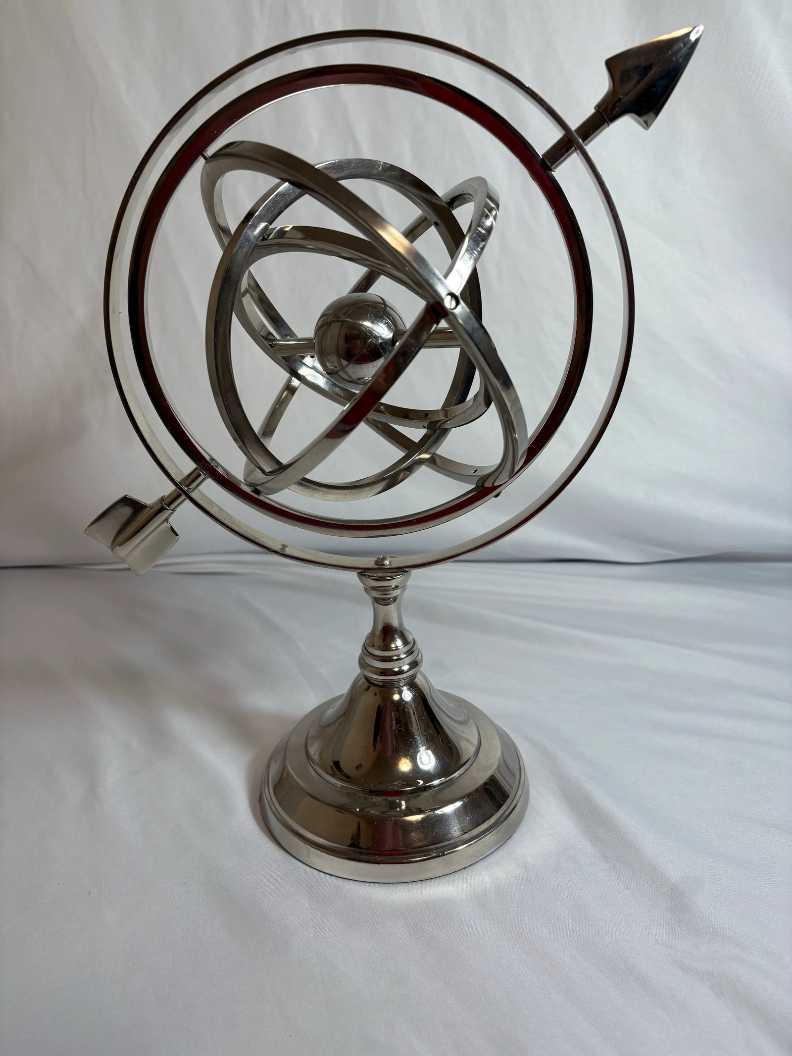 Mid=Century Rotating Nicol Armillary With Arrow and Small Center Globe - 7