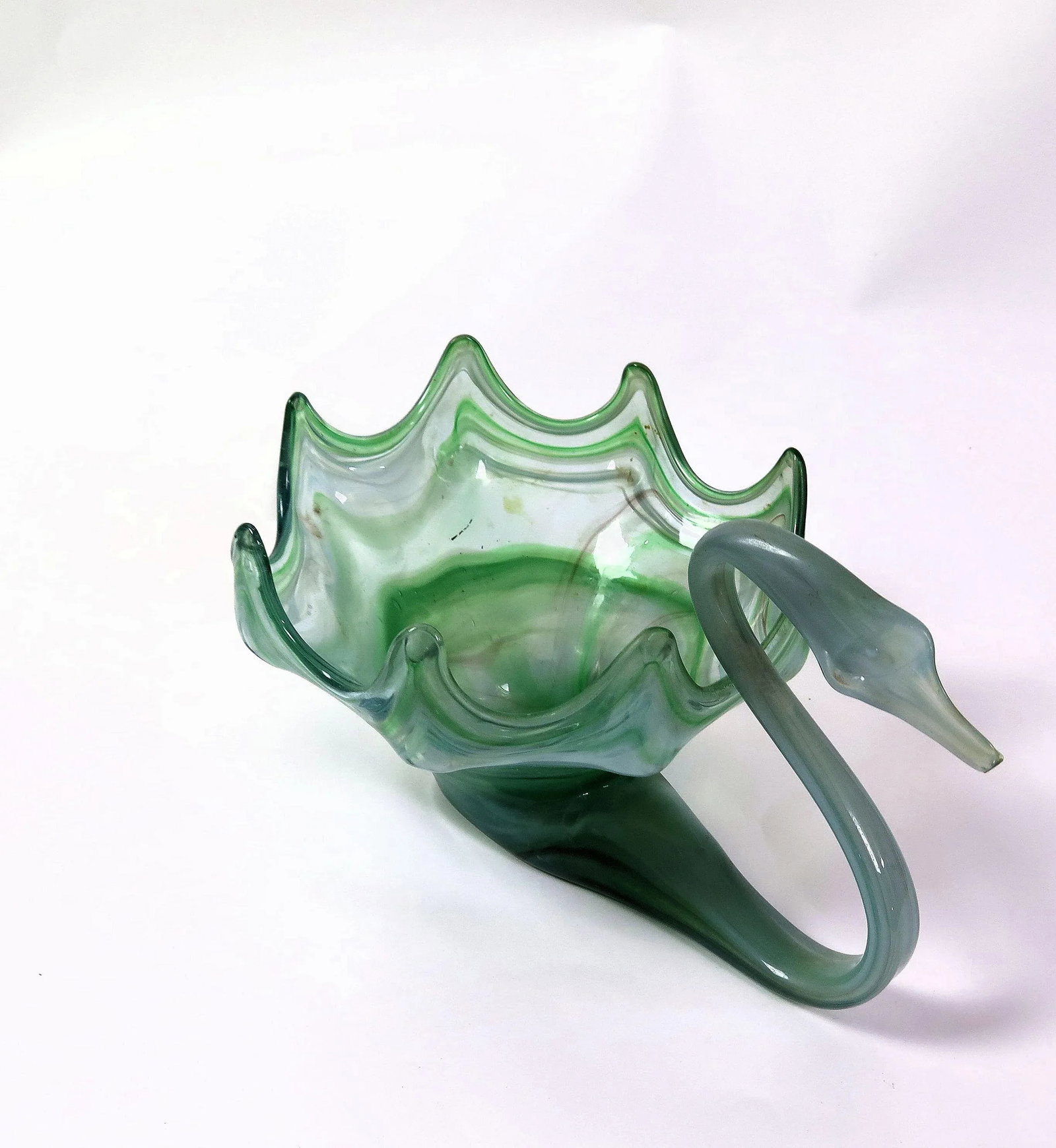 1950s Green Murano Glass Swan Bowl - 2