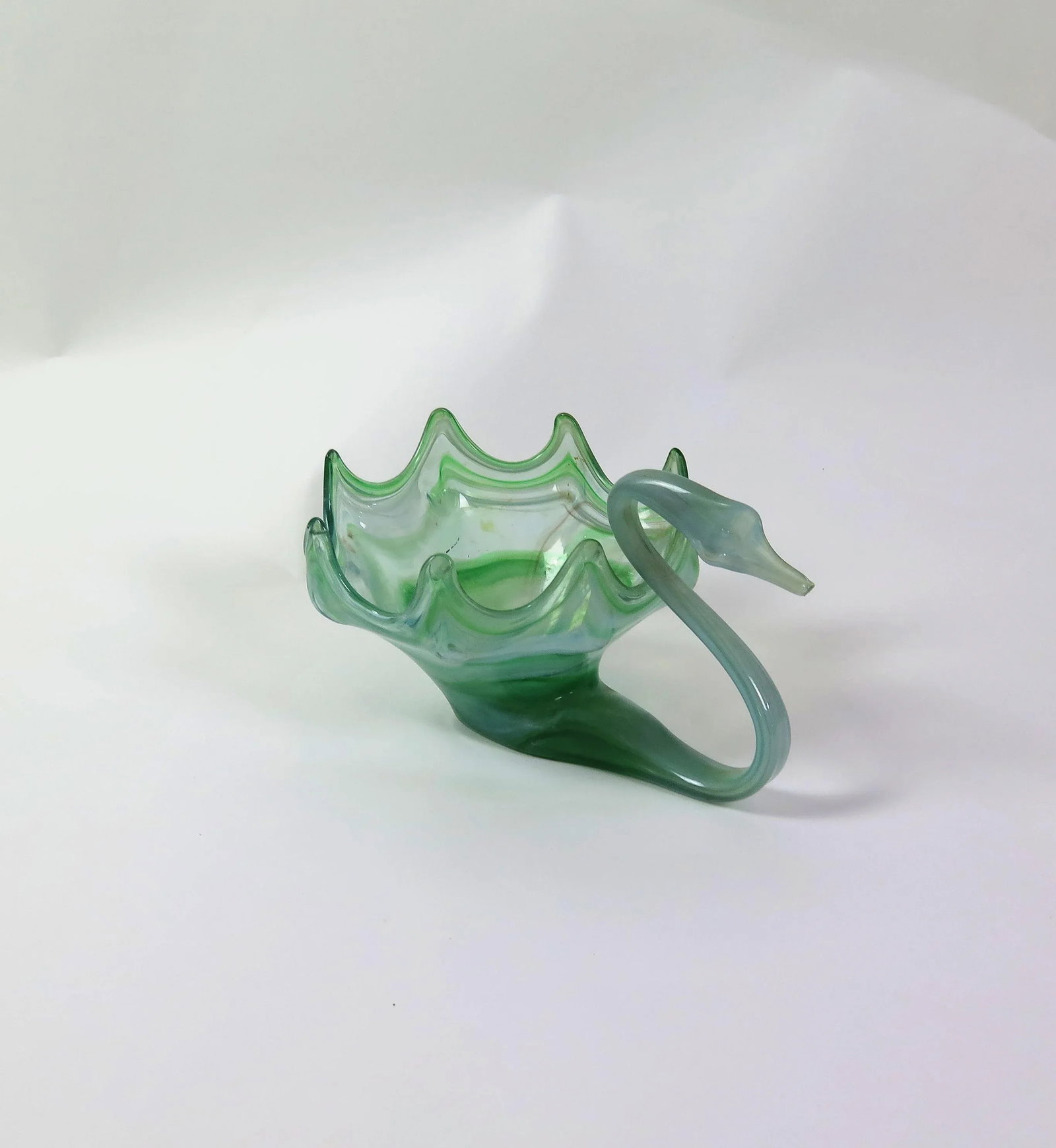 1950s Green Murano Glass Swan Bowl - 4