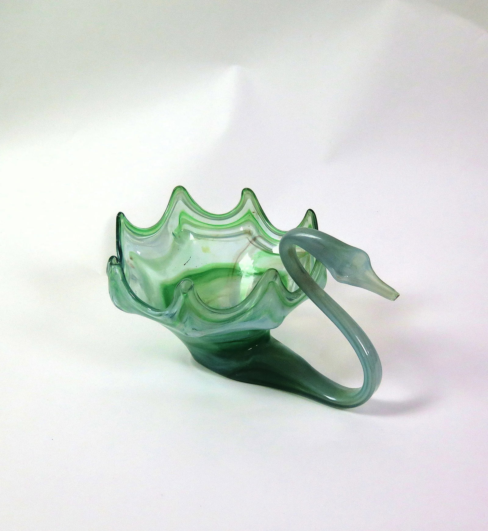 1950s Green Murano Glass Swan Bowl - 5