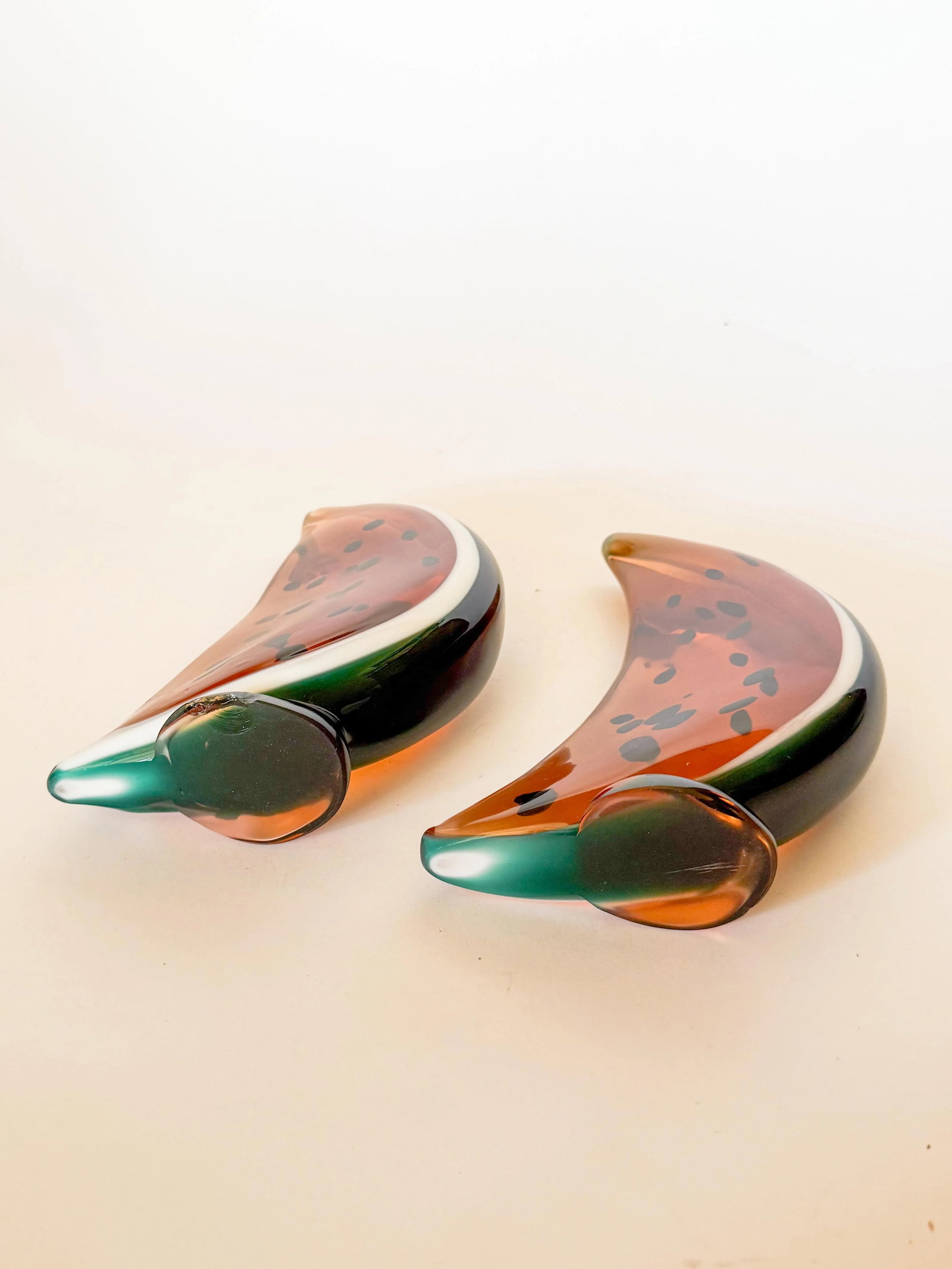 Vintage Watermelon Art Glass Bookends- a Pair - 10