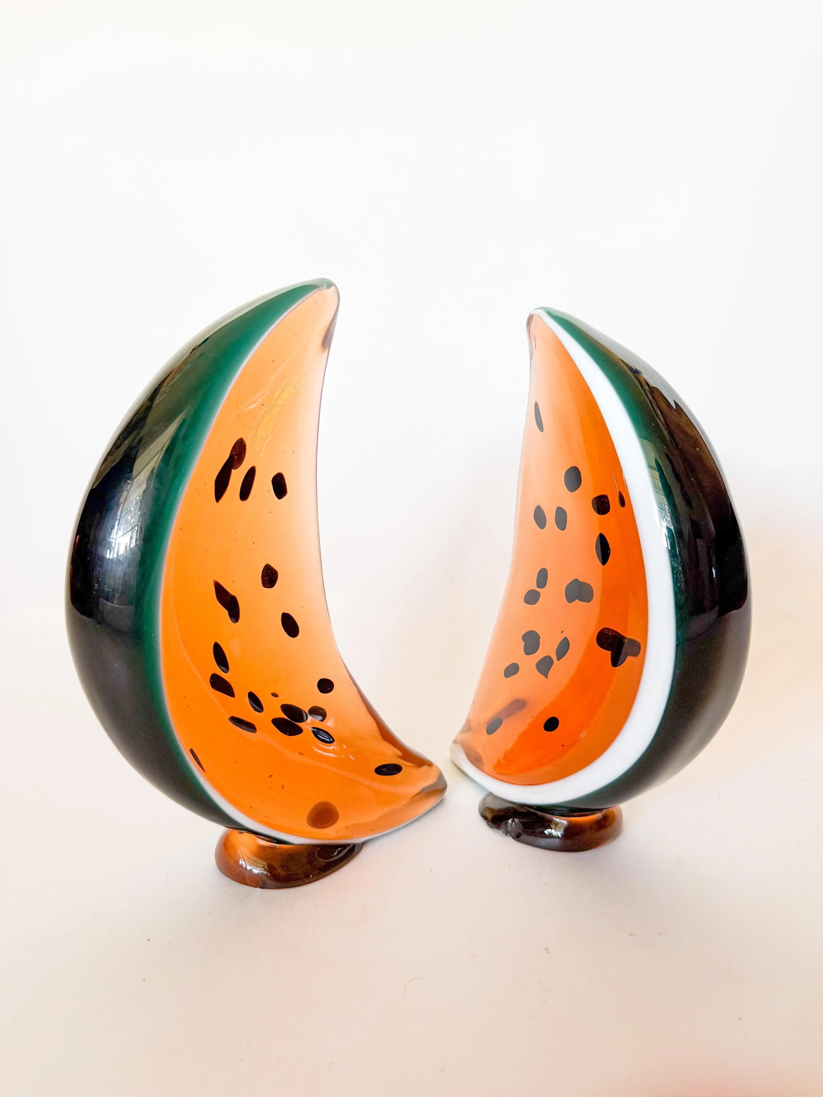 Vintage Watermelon Art Glass Bookends- a Pair - 12