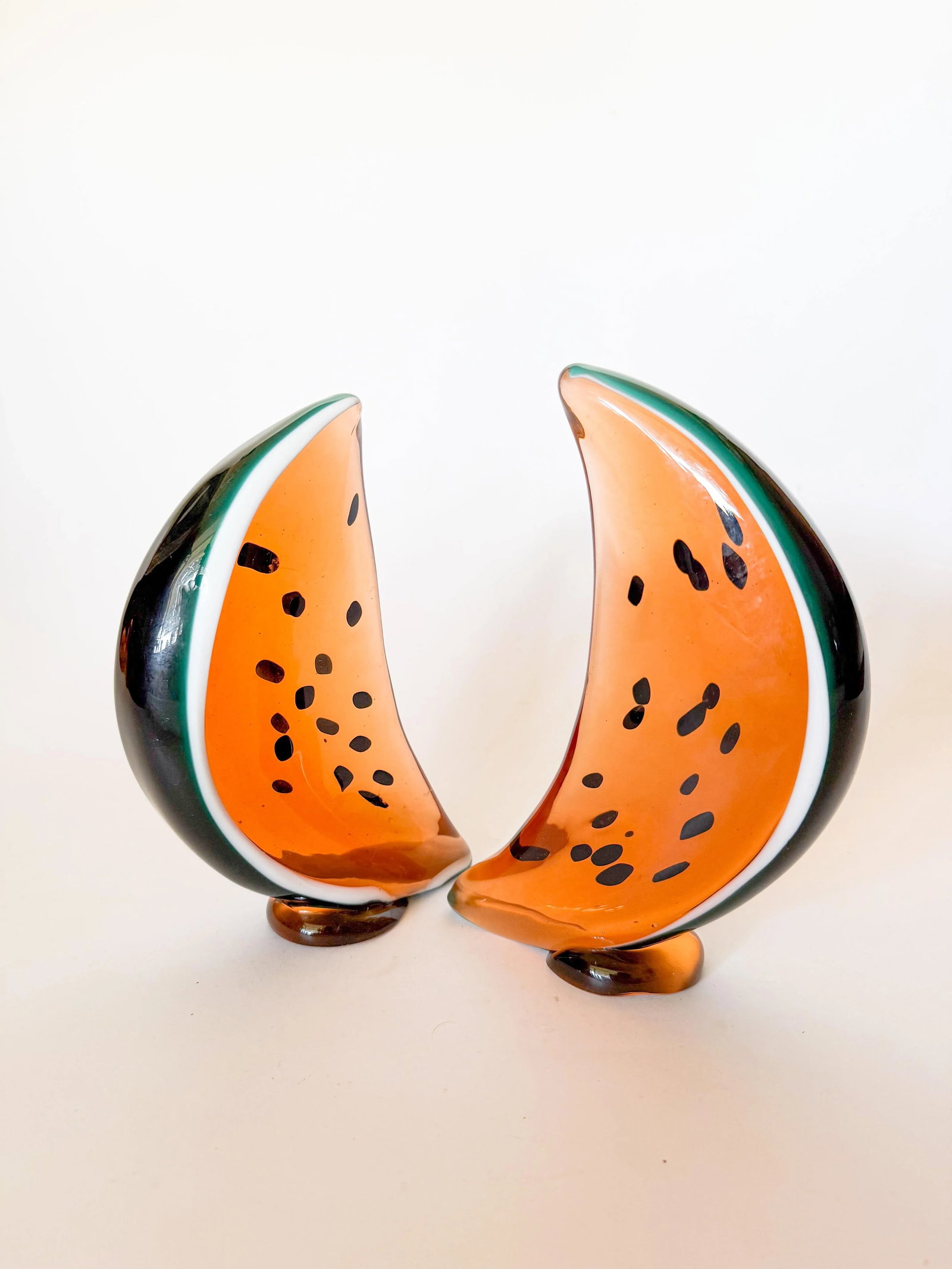 Vintage Watermelon Art Glass Bookends- a Pair - 13