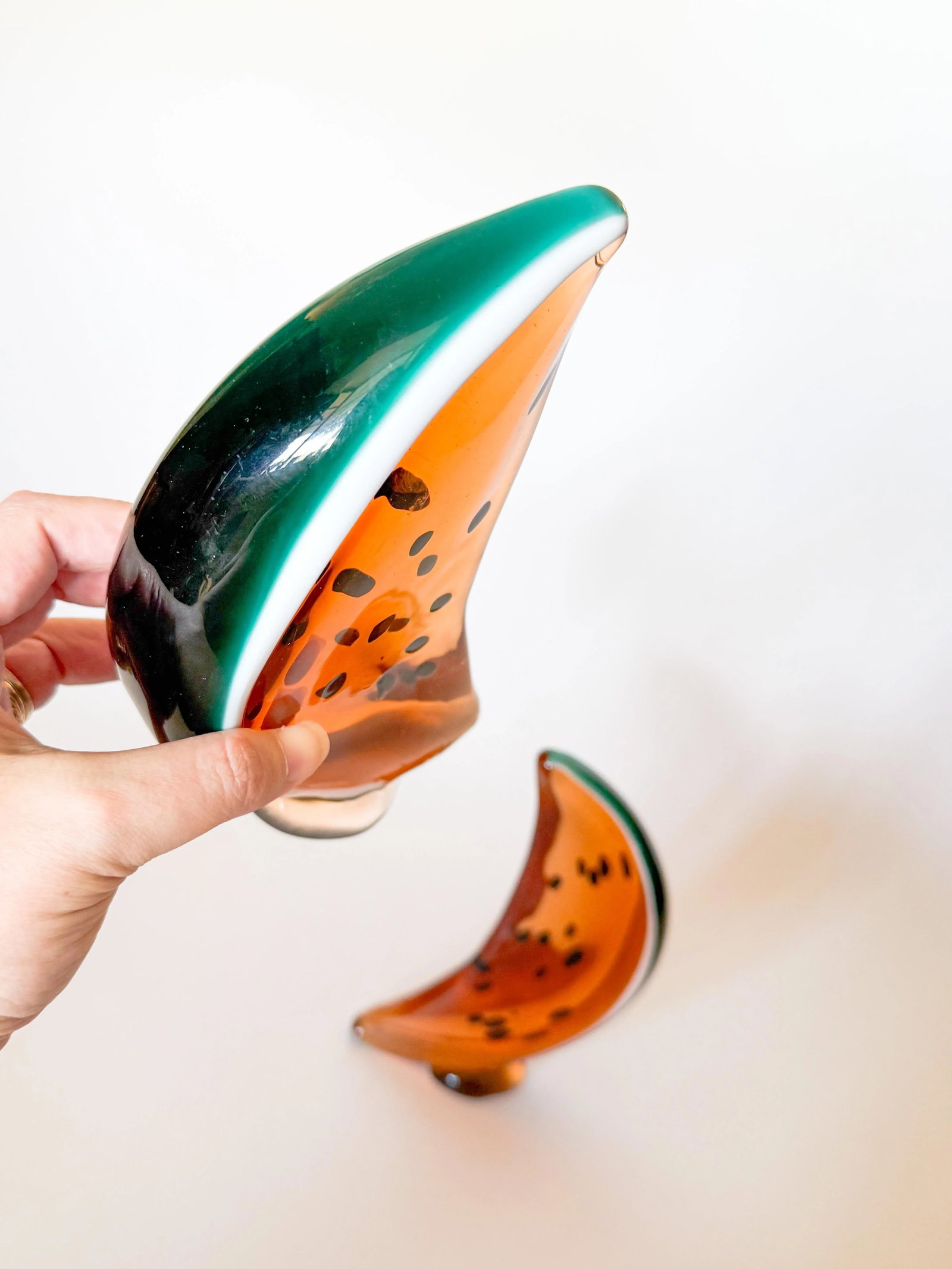 Vintage Watermelon Art Glass Bookends- a Pair - 16