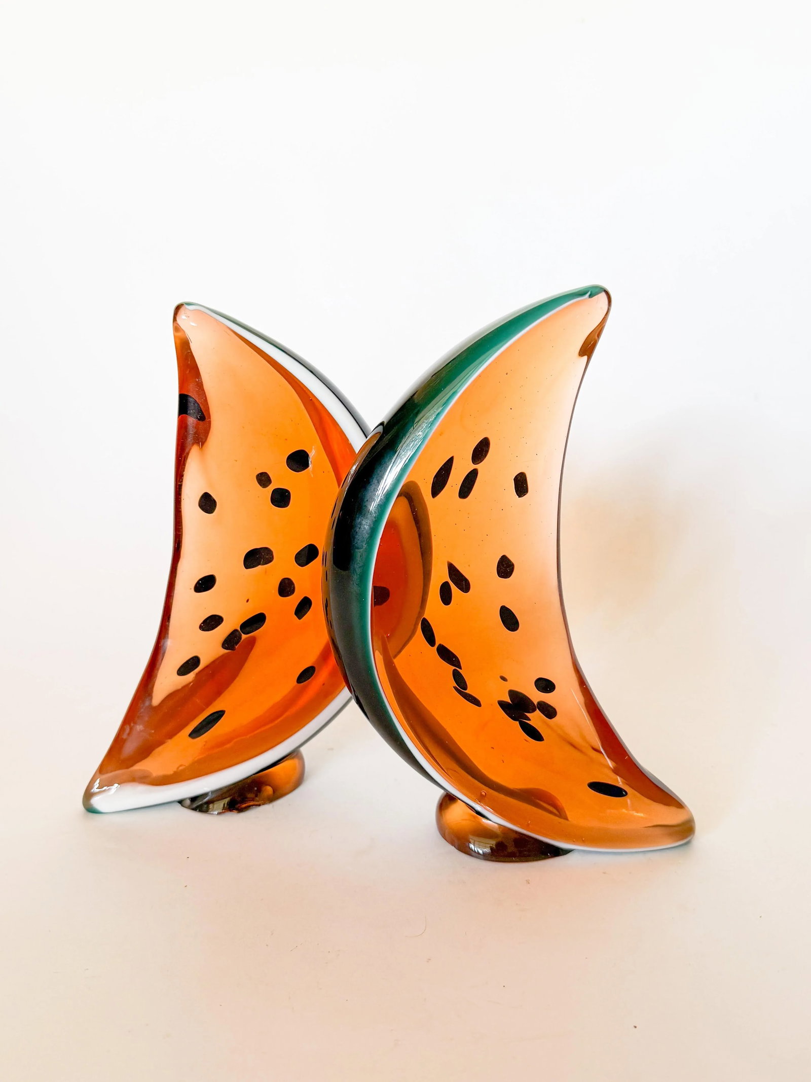 Vintage Watermelon Art Glass Bookends- a Pair - 18