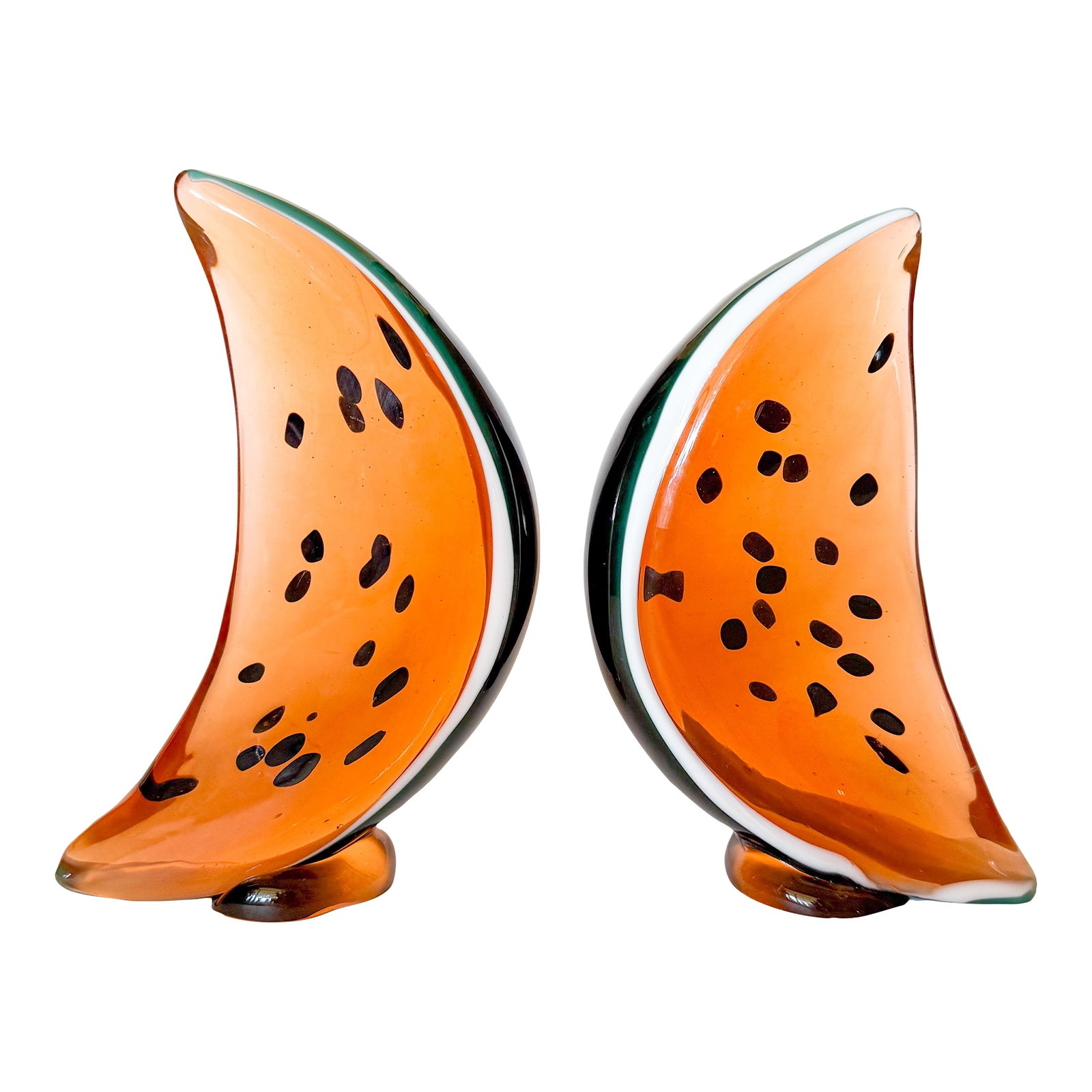 Vintage Watermelon Art Glass Bookends- a Pair (1 of 18)