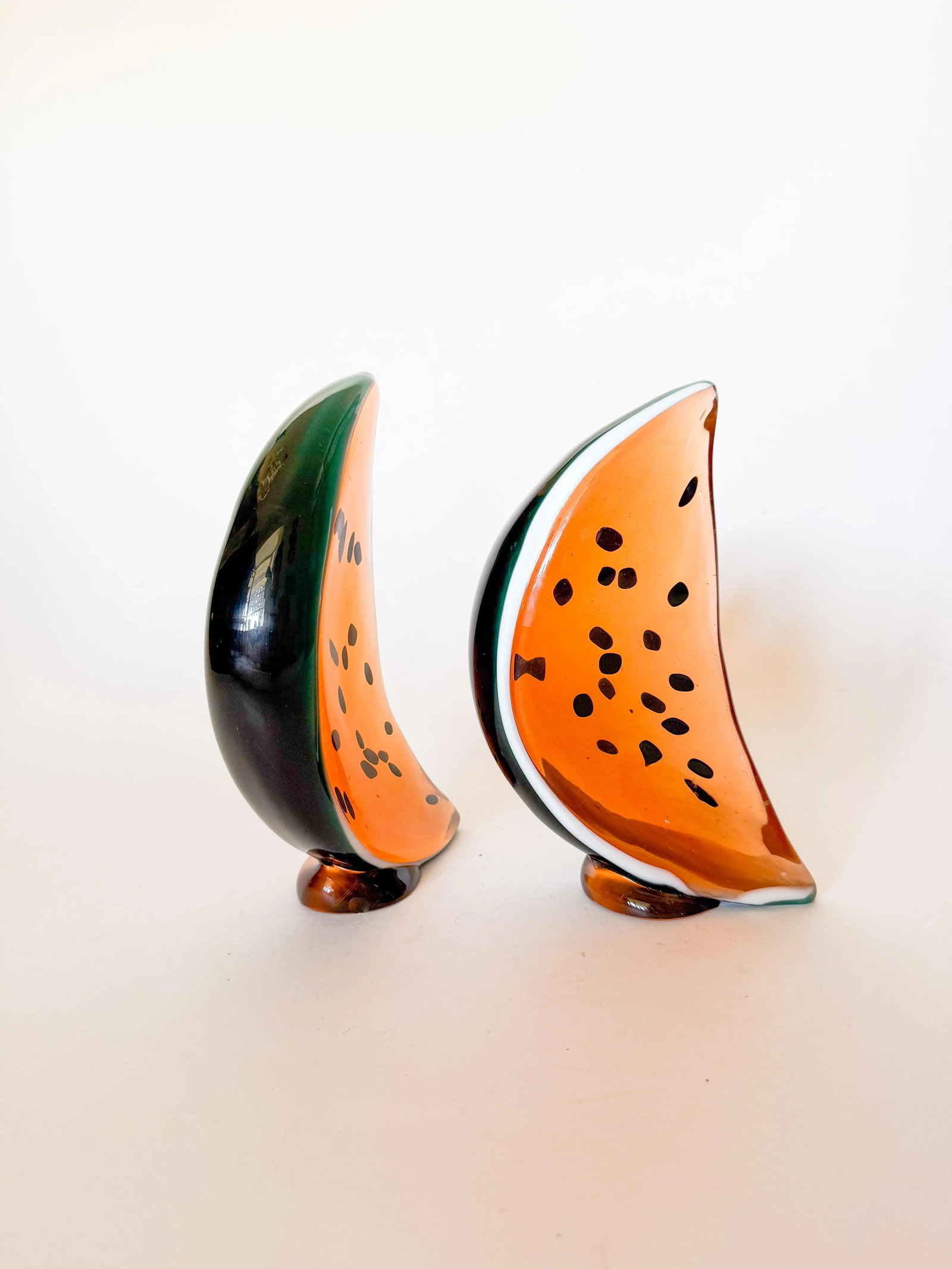 Vintage Watermelon Art Glass Bookends- a Pair - 5