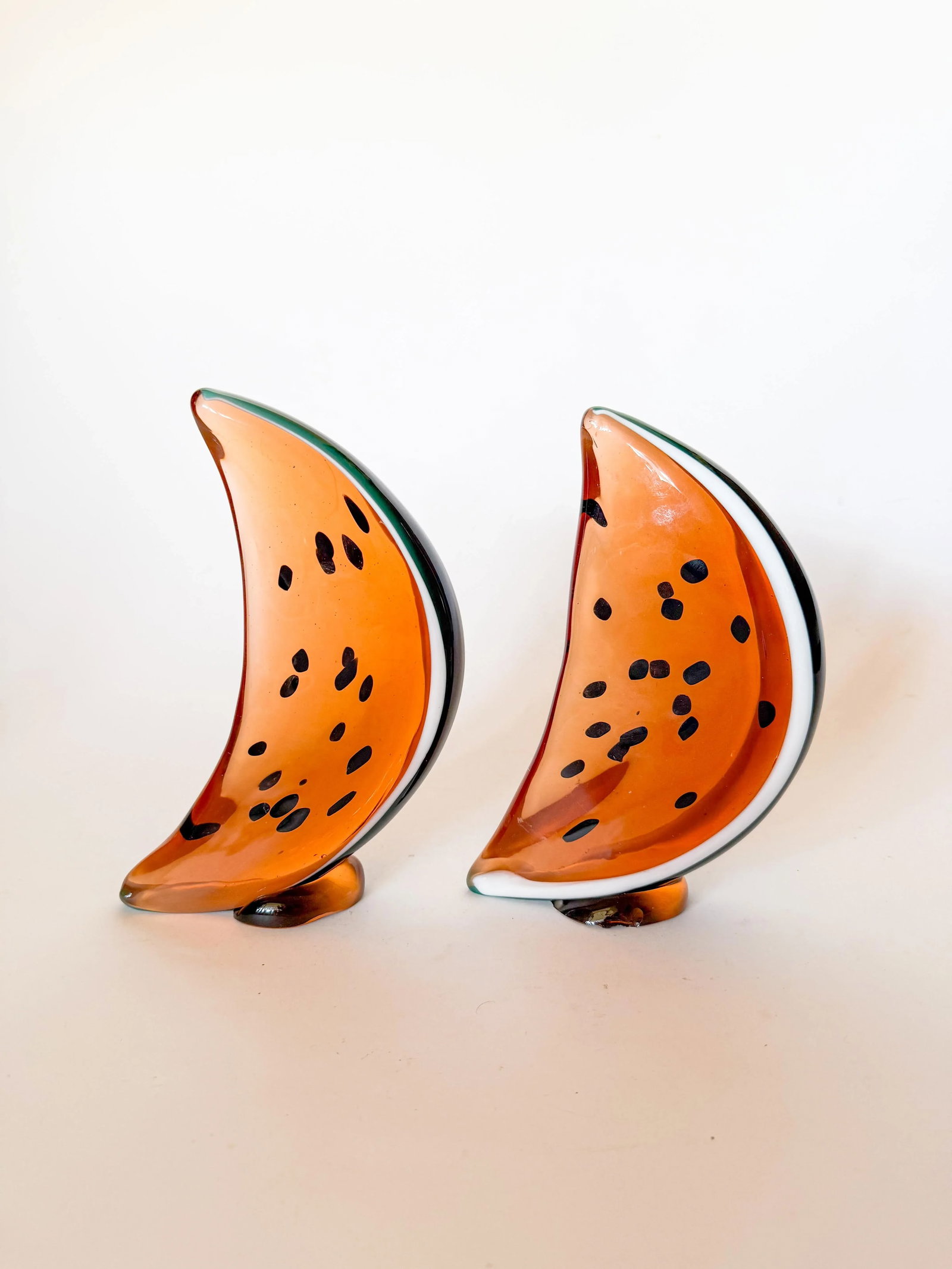 Vintage Watermelon Art Glass Bookends- a Pair - 7