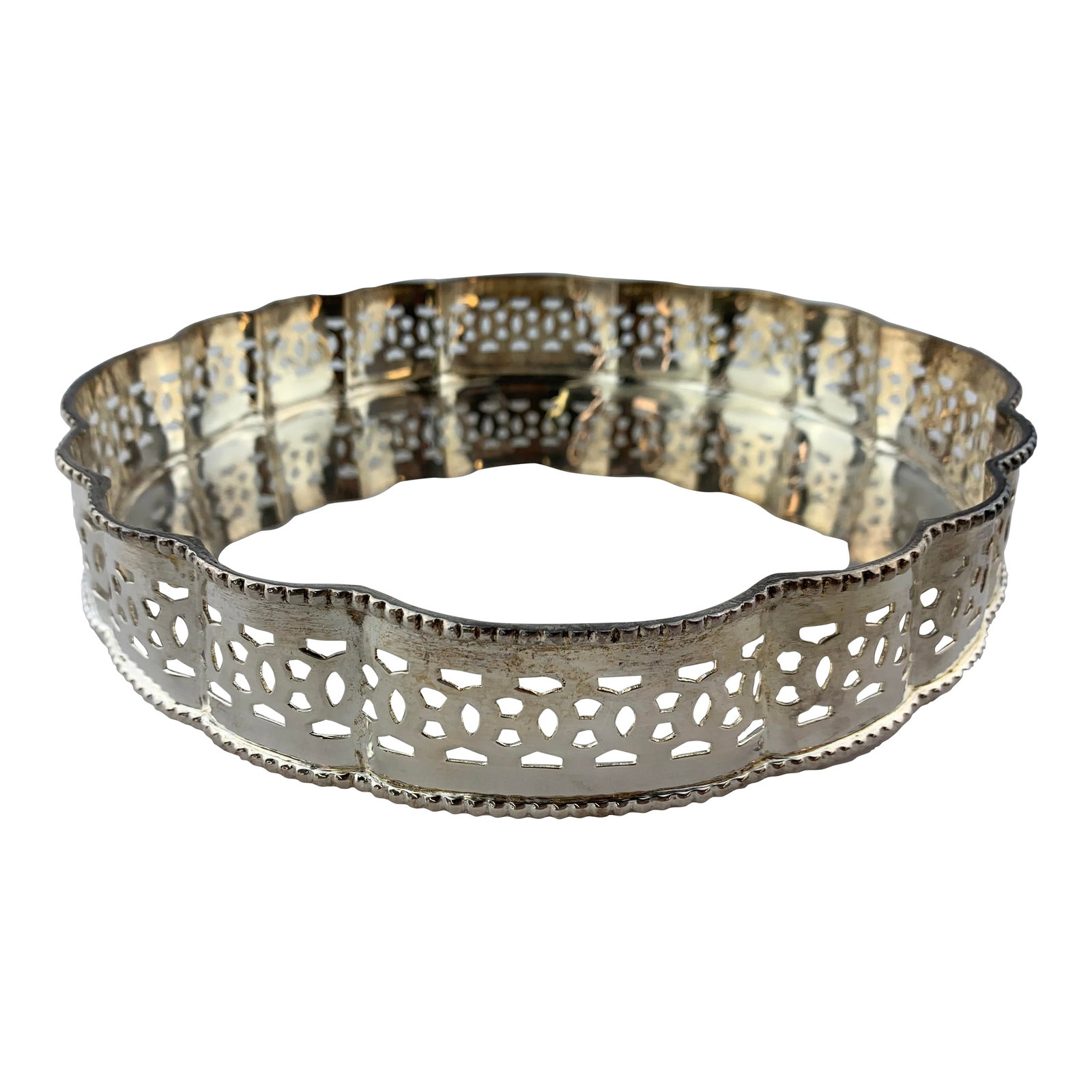 Vintage Silver Plated Round Serving Tray: Vintage Silver Plated Round Serving Tray. From the estate of Bob and Dolores Hope, Toluca Lake, California. Condition: Alterations: Original Condition Unaltered Imperfections: Some Imperfections Condi
