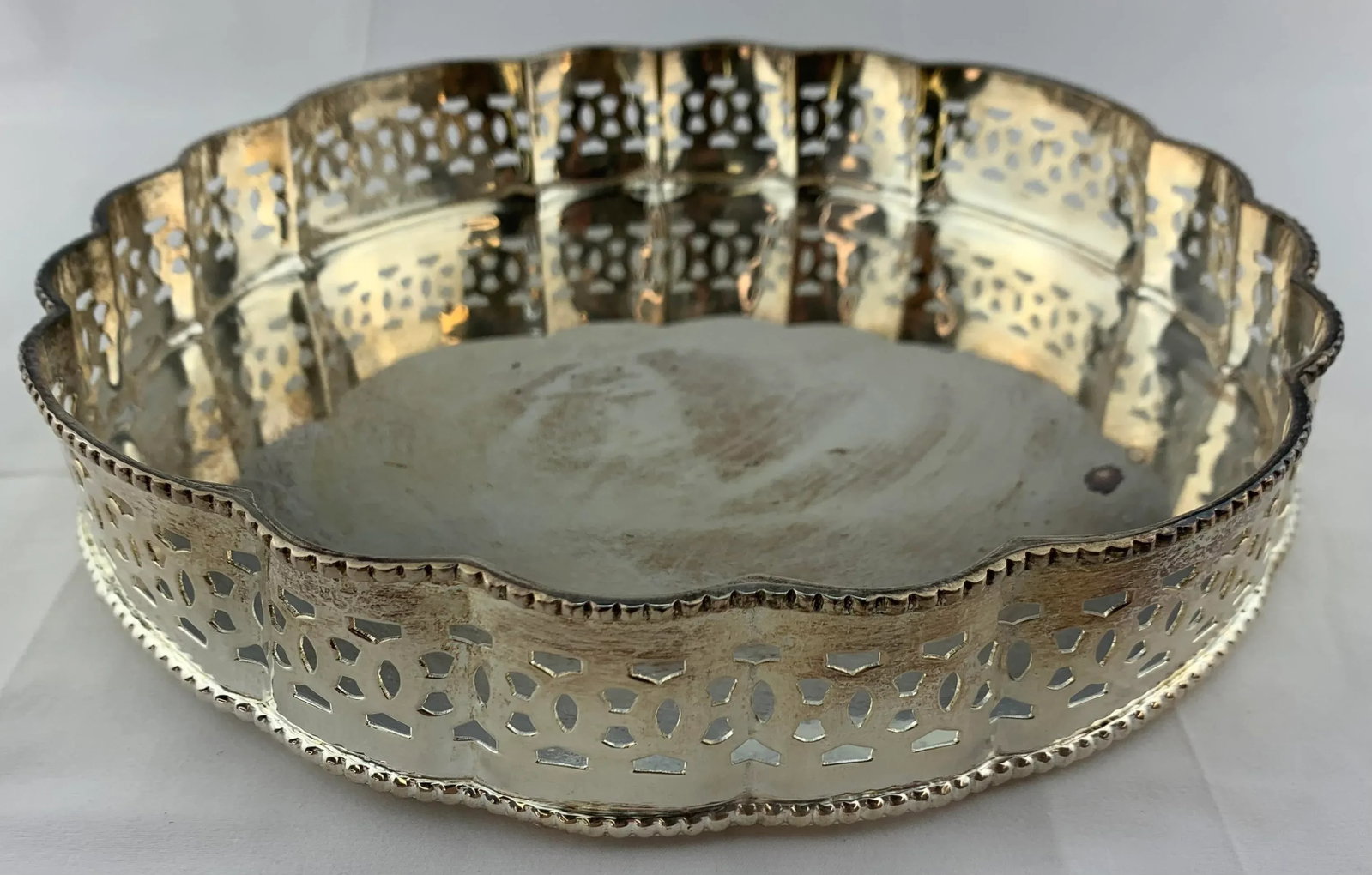 Vintage Silver Plated Round Serving Tray - 2