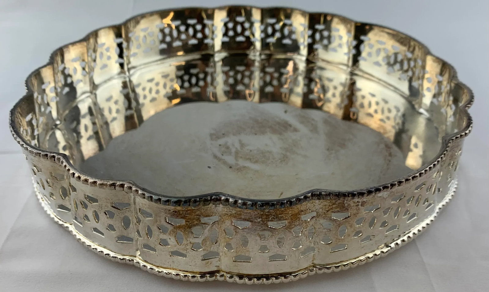 Vintage Silver Plated Round Serving Tray - 3