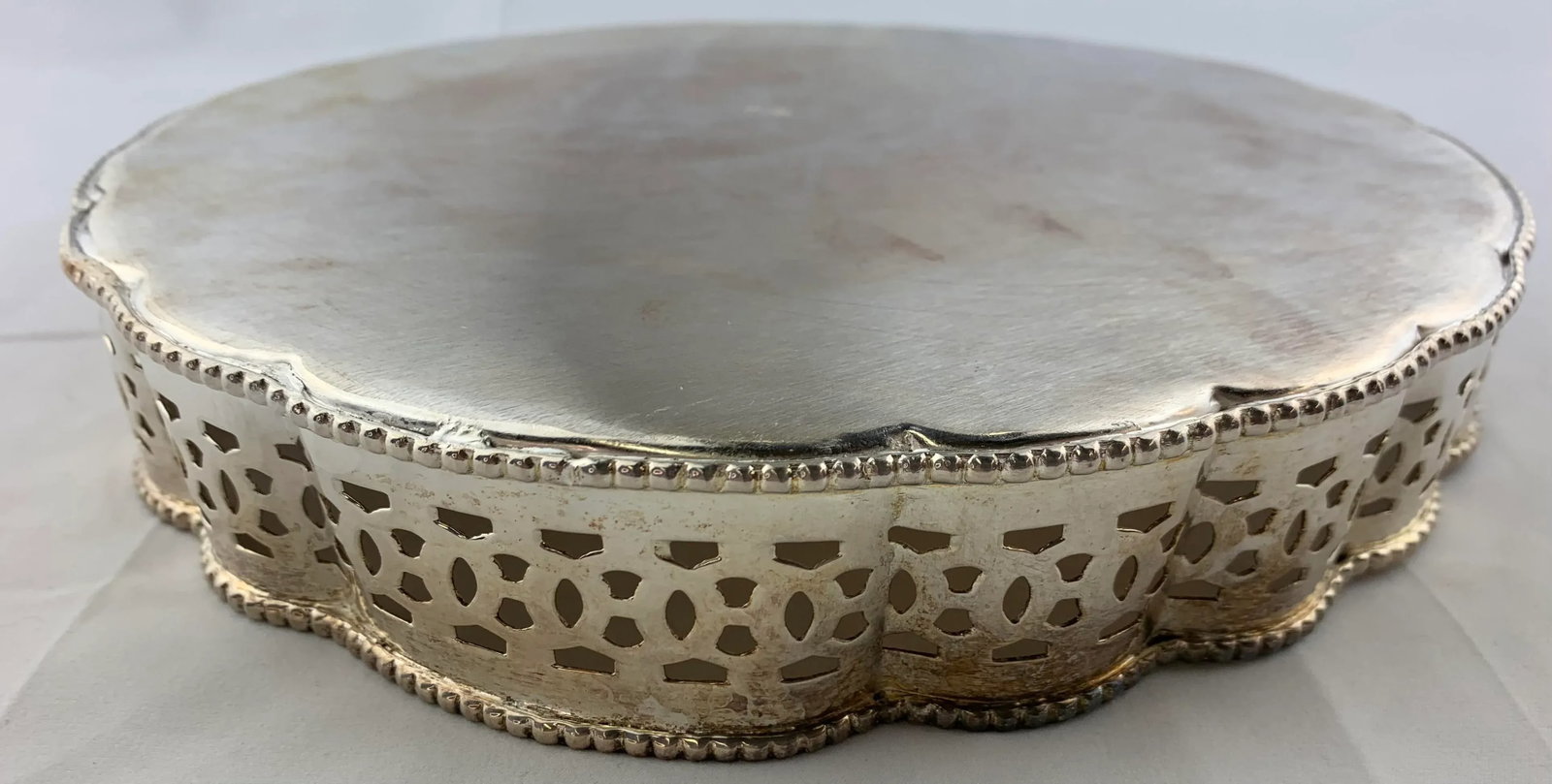 Vintage Silver Plated Round Serving Tray - 4