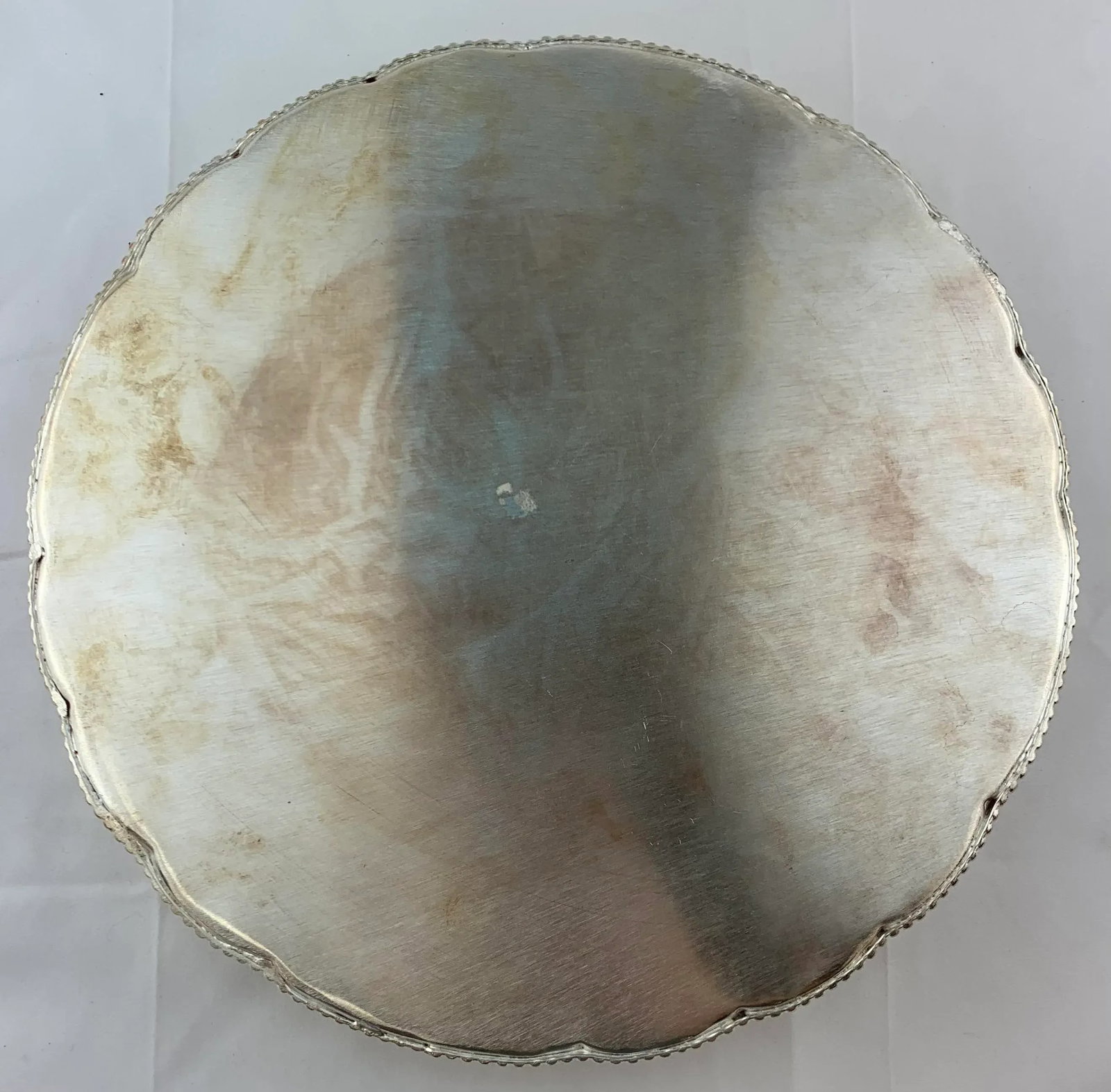 Vintage Silver Plated Round Serving Tray - 6