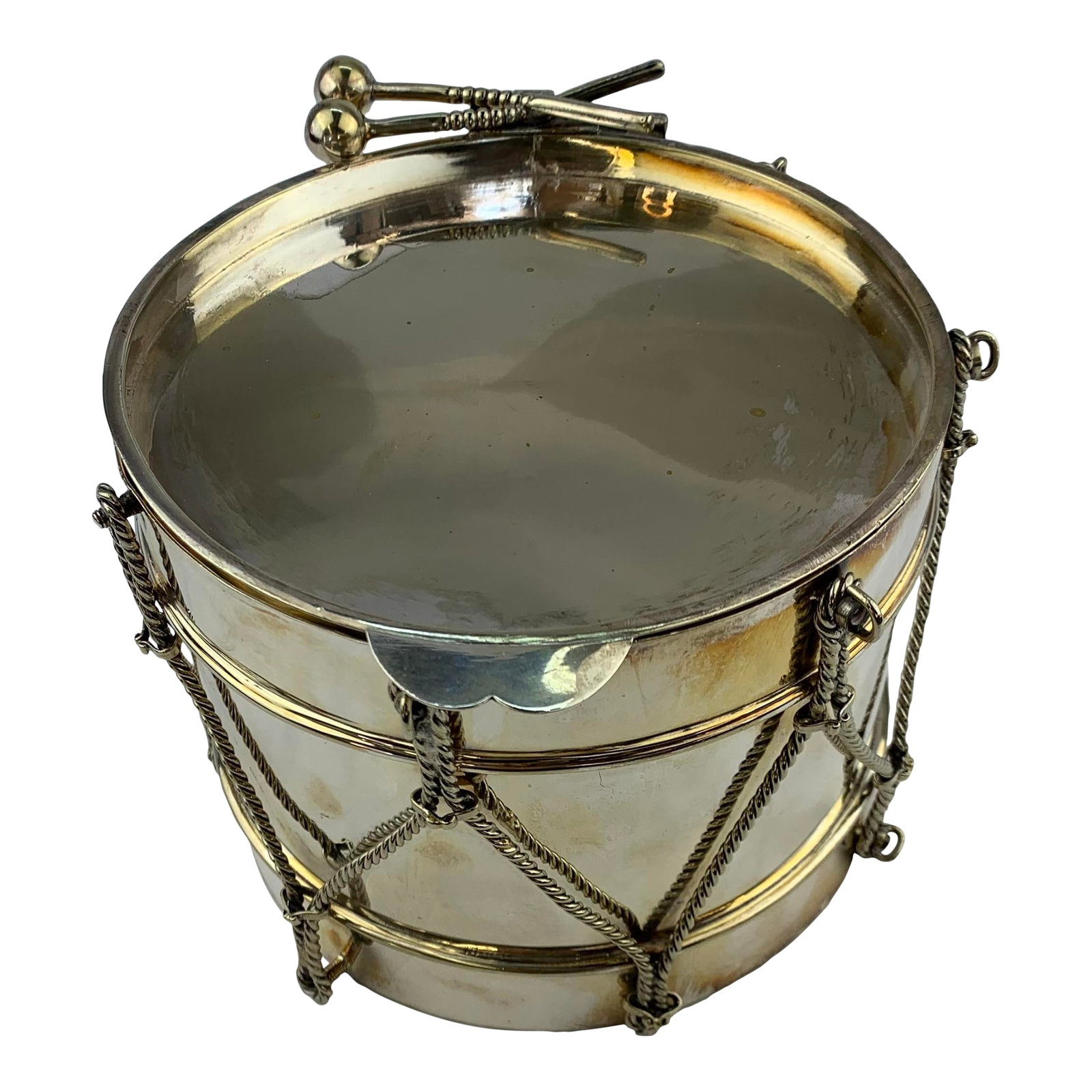 1960s Vintage Silverplate Small Round Ice Bucket (1 of 10)