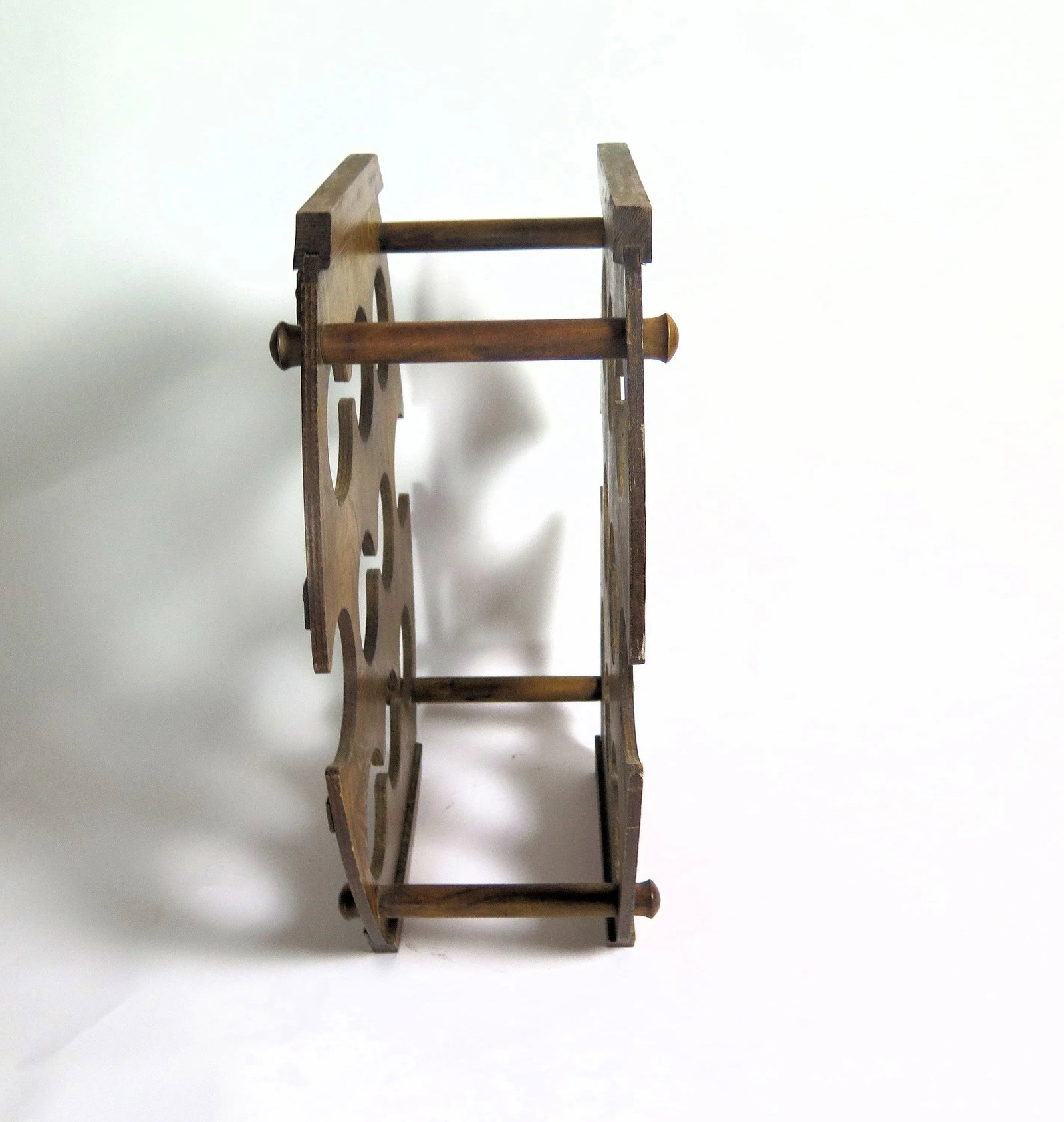 Vintage 1980s Wooden 8 Bottle Wine Rack - 2