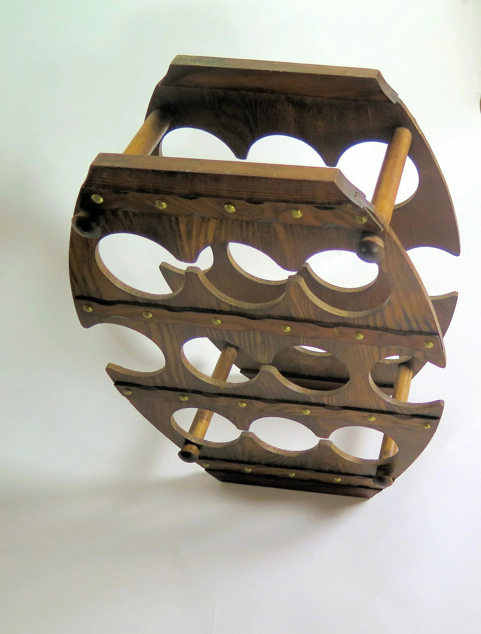 Vintage 1980s Wooden 8 Bottle Wine Rack - 3