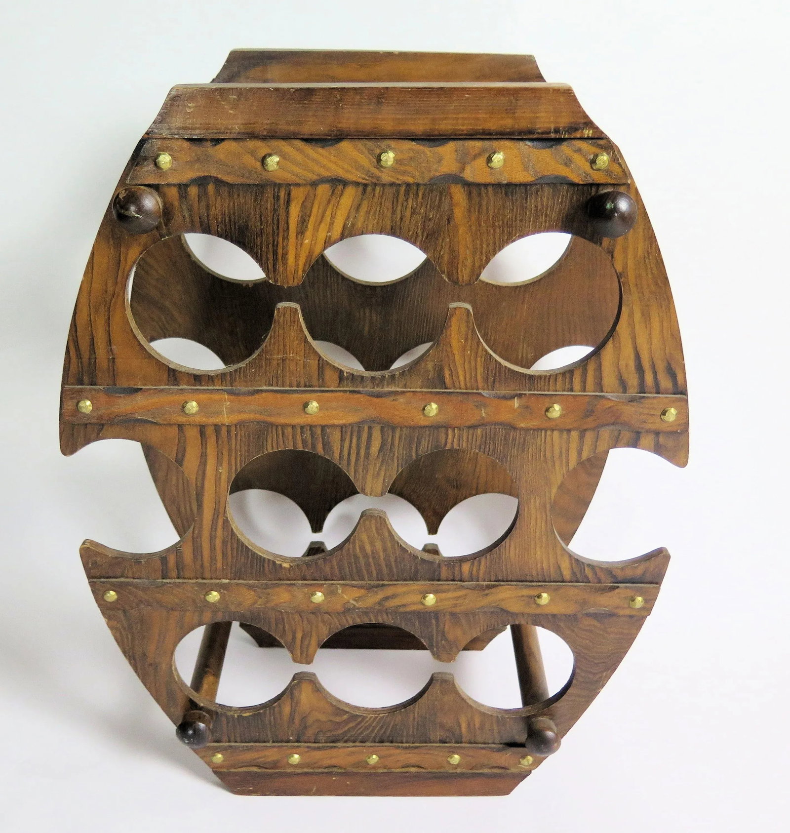 Vintage 1980s Wooden 8 Bottle Wine Rack - 4