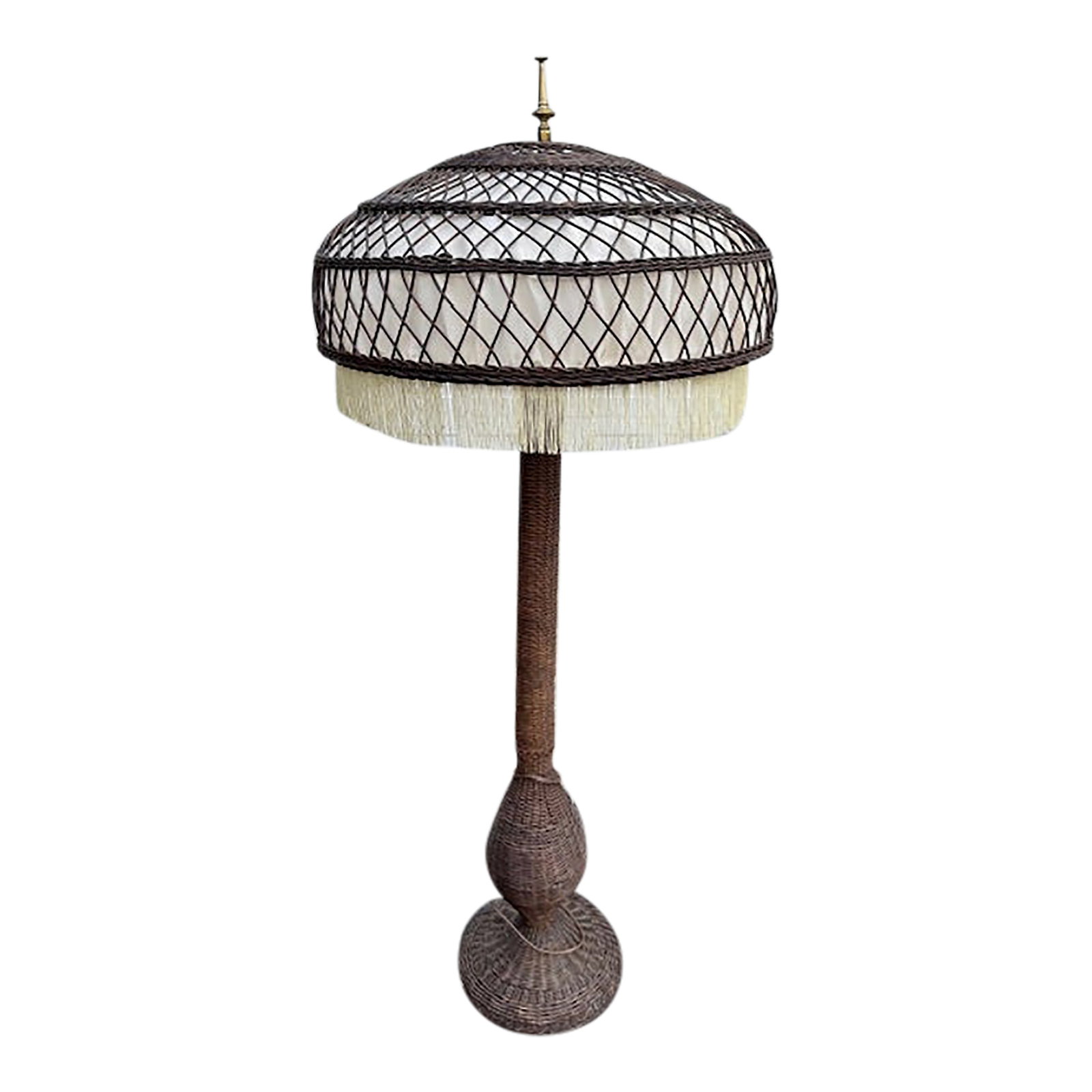 Antique Wicker Floor Lamp Original Natural Finish (1 of 8)
