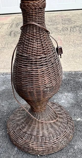 Antique Wicker Floor Lamp Original Natural Finish - 2