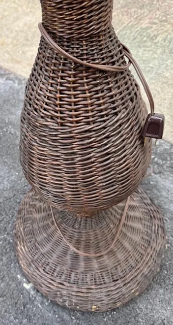 Antique Wicker Floor Lamp Original Natural Finish - 7