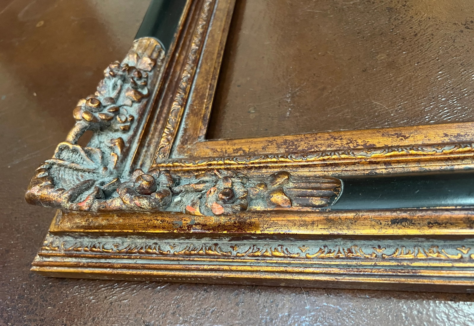 Vintage Baroque Revival Bronze & Black Wood Frame - 10