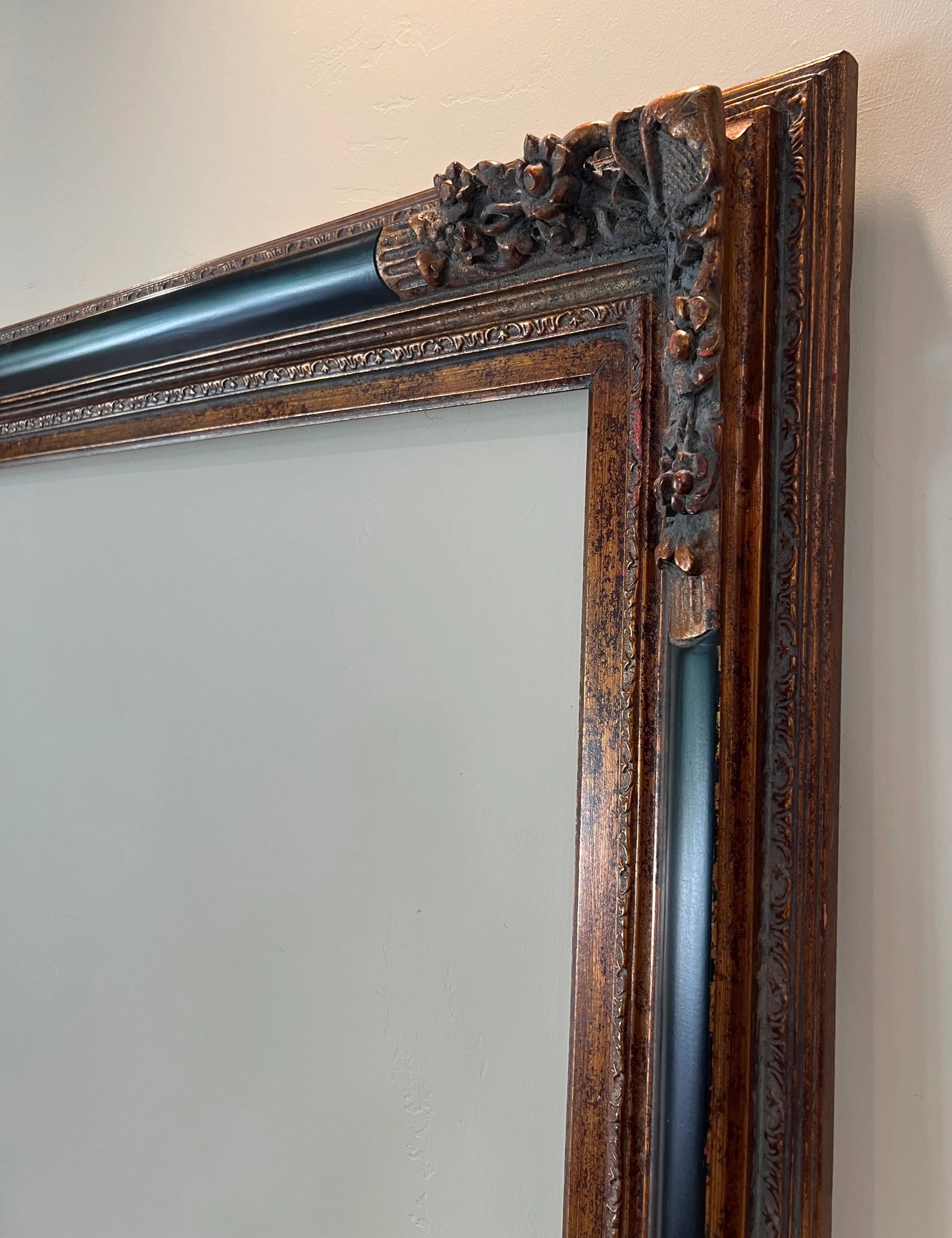 Vintage Baroque Revival Bronze & Black Wood Frame - 12