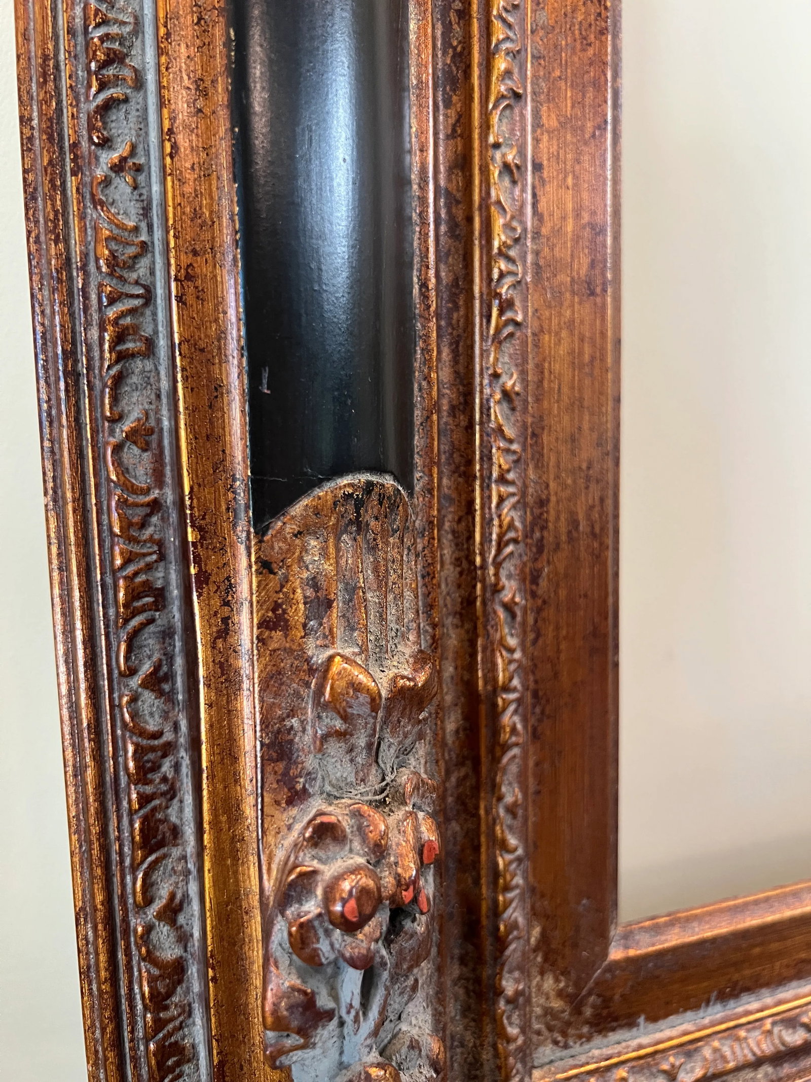 Vintage Baroque Revival Bronze & Black Wood Frame - 13
