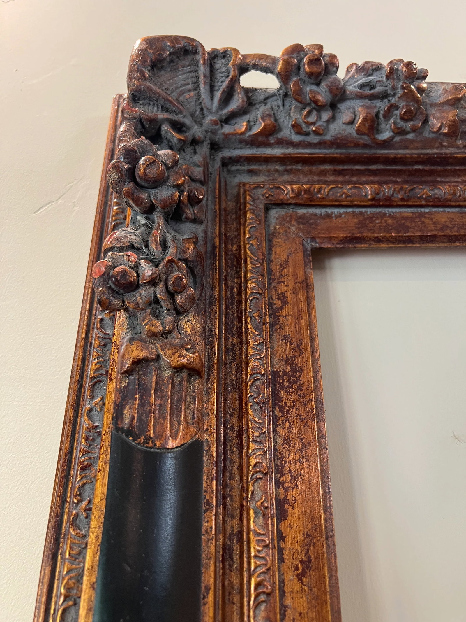 Vintage Baroque Revival Bronze & Black Wood Frame - 14