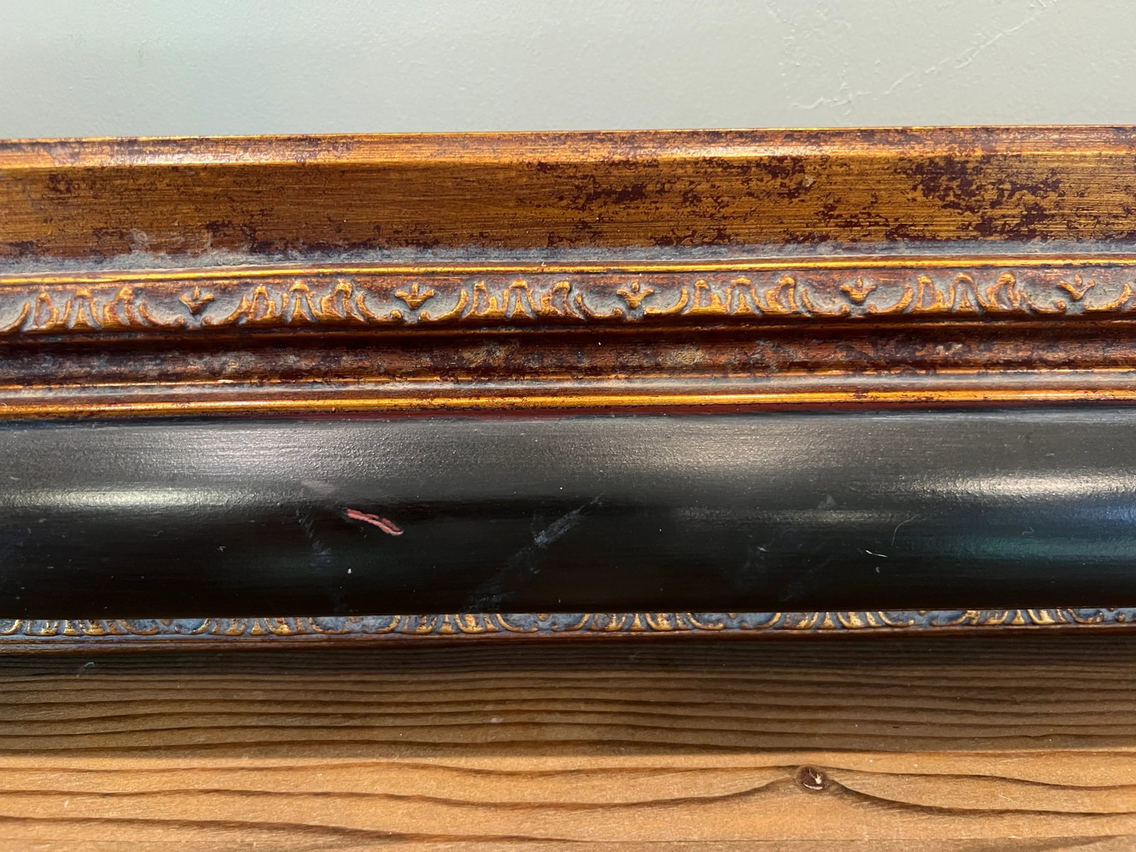 Vintage Baroque Revival Bronze & Black Wood Frame - 17