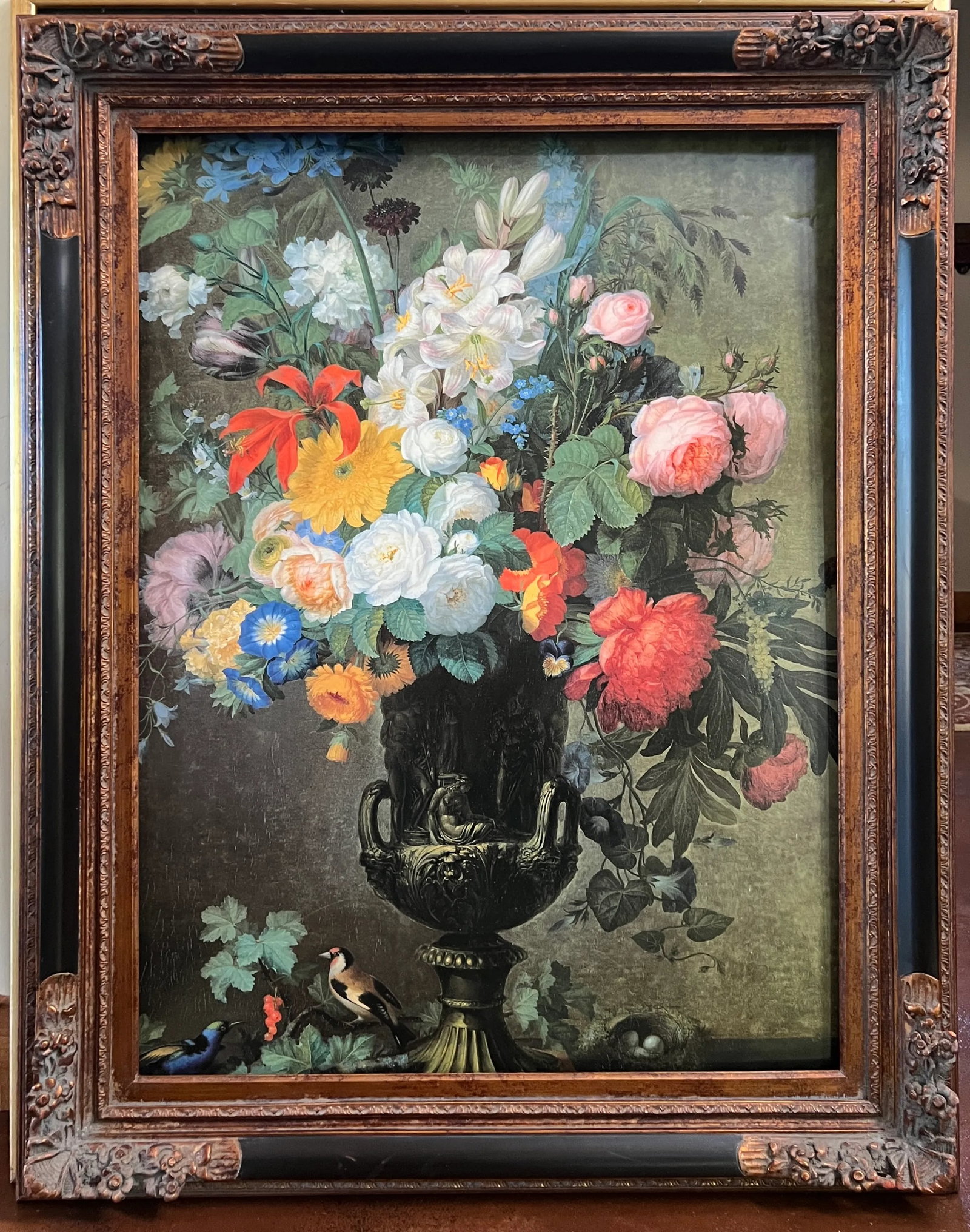 Vintage Baroque Revival Bronze & Black Wood Frame - 4