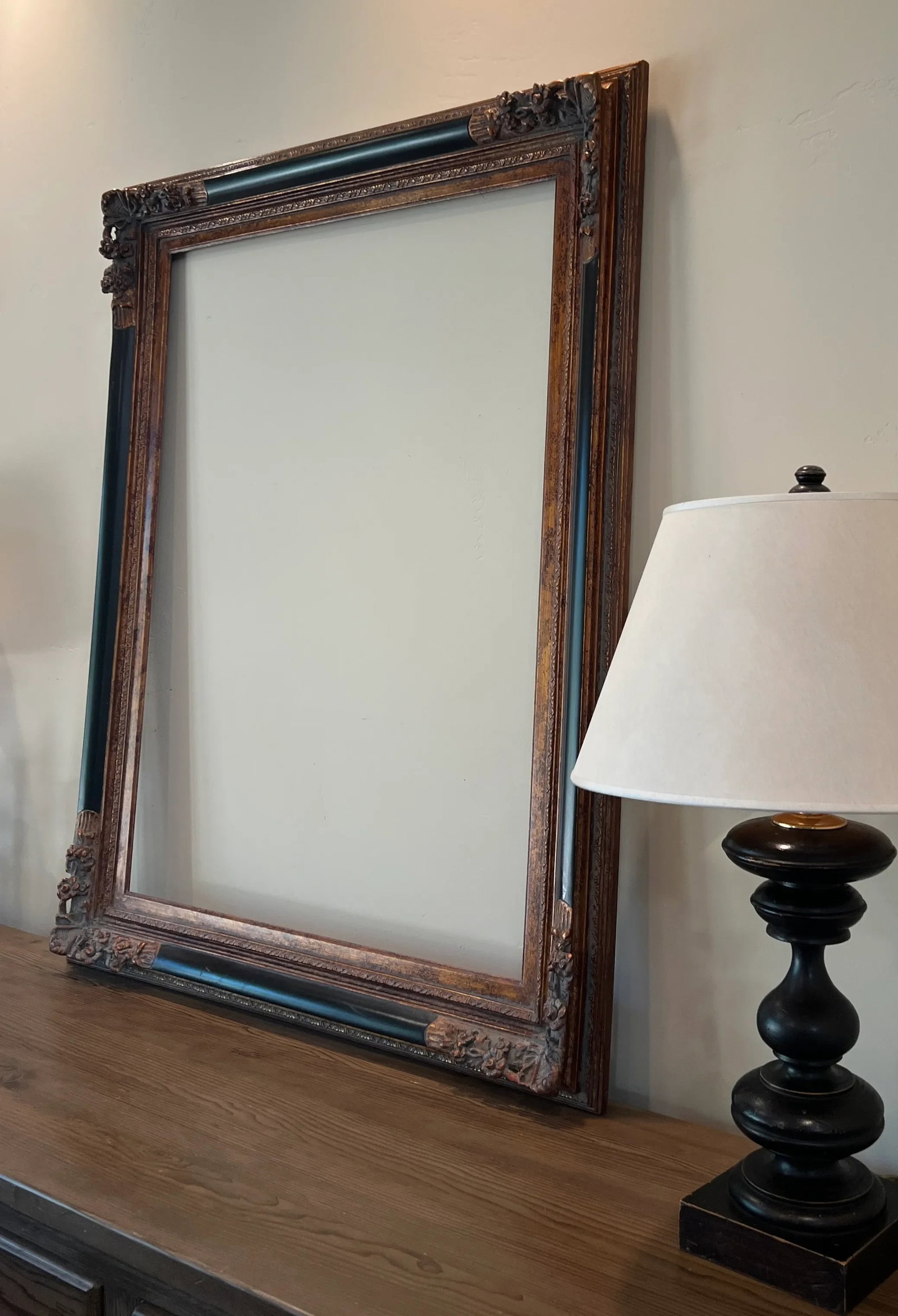 Vintage Baroque Revival Bronze & Black Wood Frame - 5