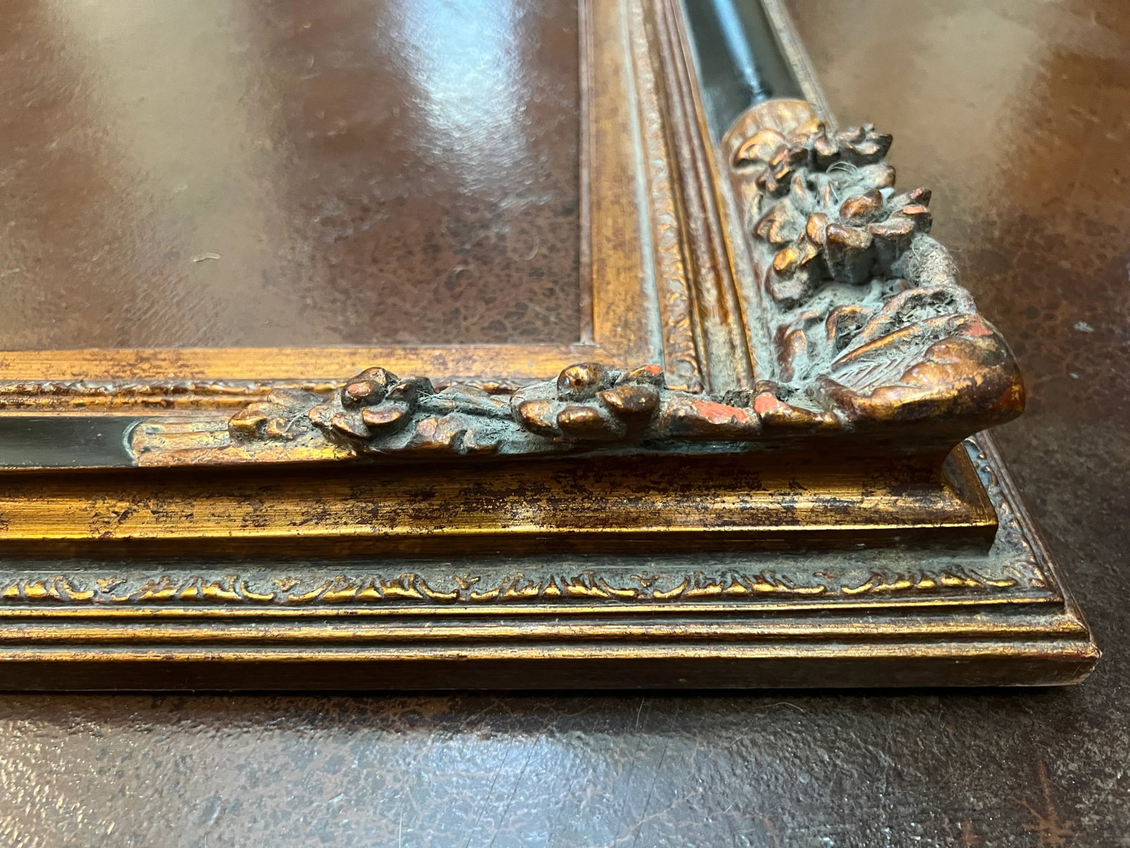 Vintage Baroque Revival Bronze & Black Wood Frame - 6