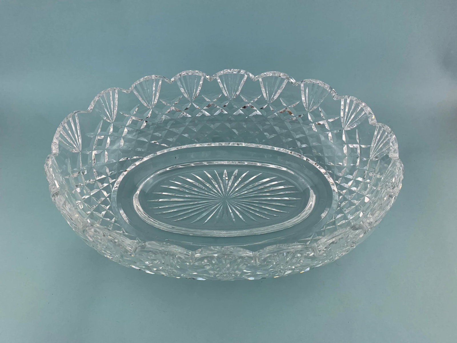 1980s Vintage Waterford Oval Cut Crystal Serving Bowl - 10